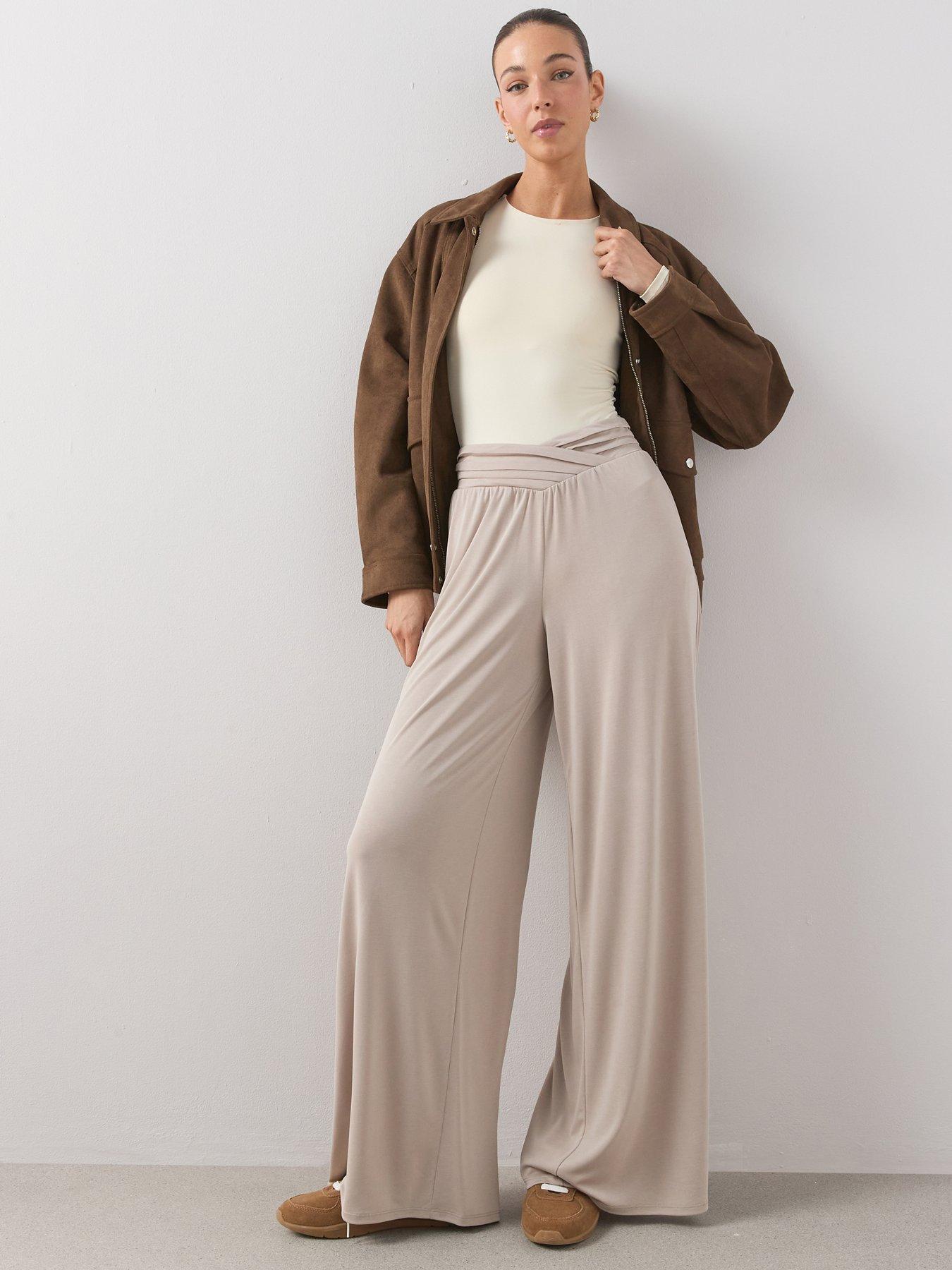 The Very Collection Waist Detail Wide Leg Trousers - Grey