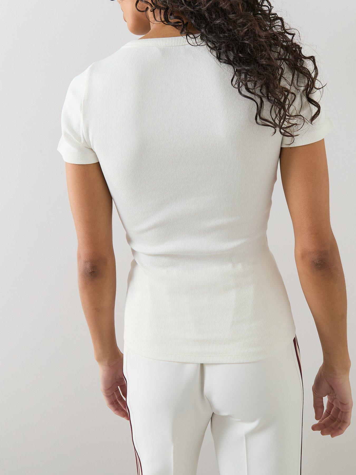 Image 2 of 7 of The Very Collection Stretch Rib T-Shirt - Ivory