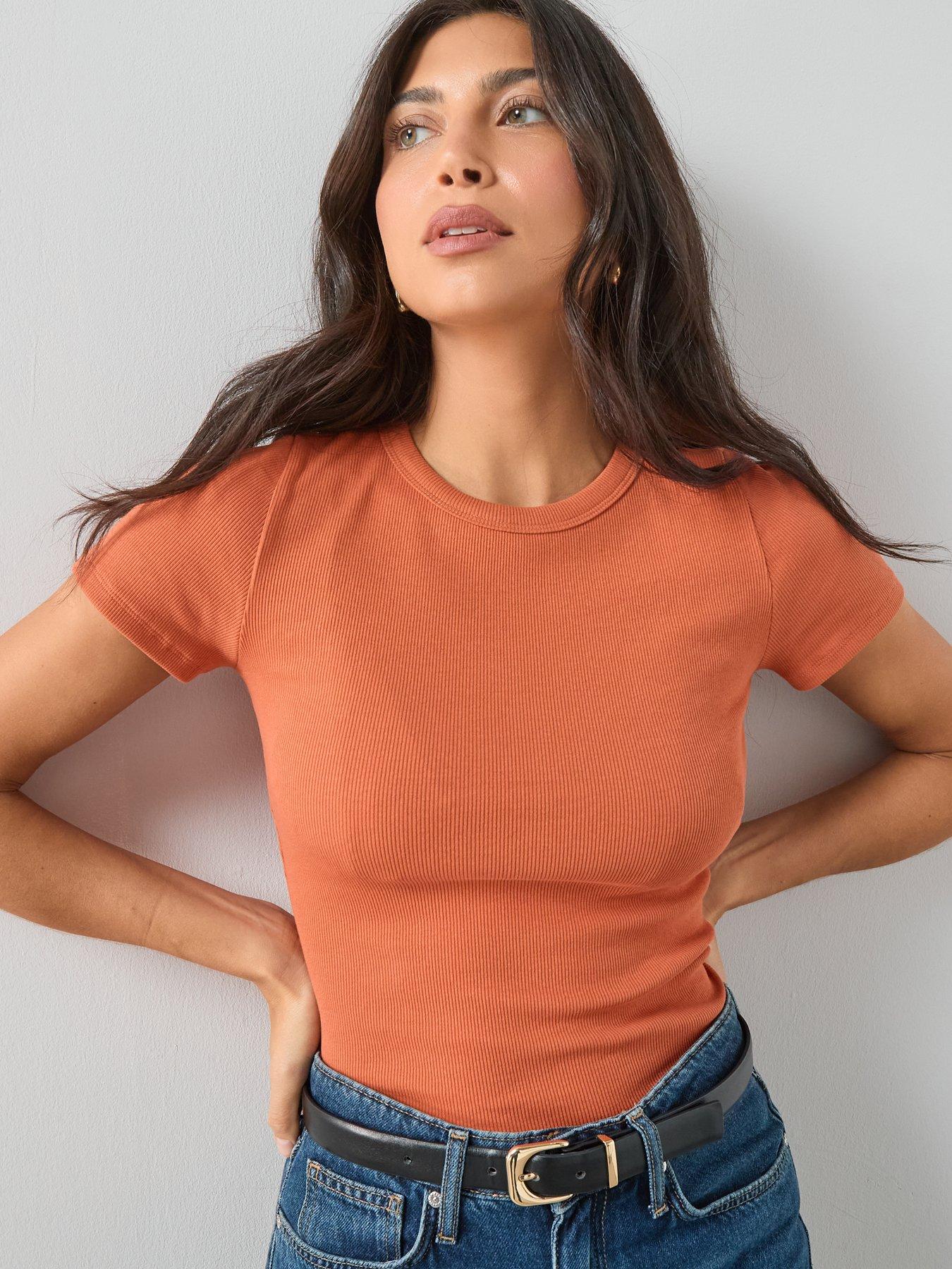 the-very-collection-stretch-rib-t-shirt-orangeoutfit