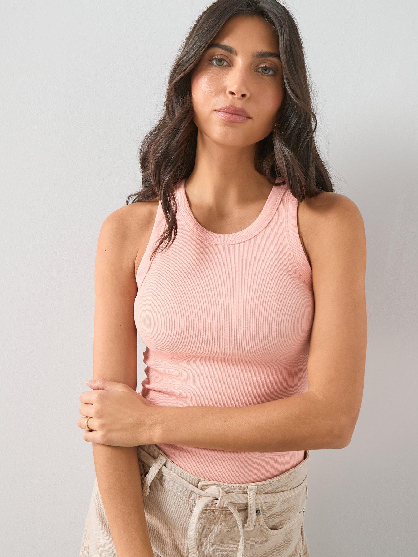 Image 5 of 7 of The Very Collection Rib Racer Vest - Coral