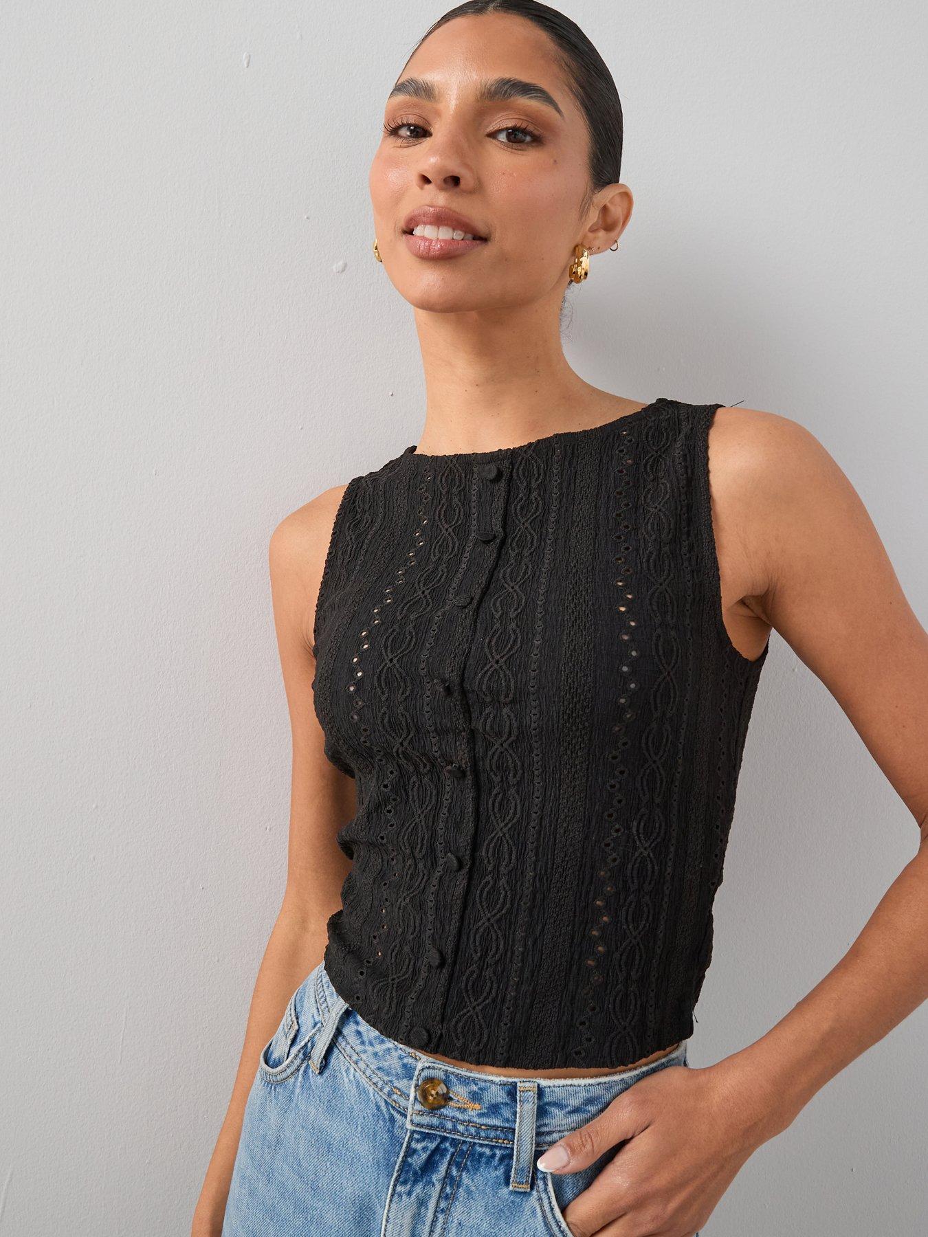Image 1 of 6 of The Very Collection Button Sleeveless Co-ord Top