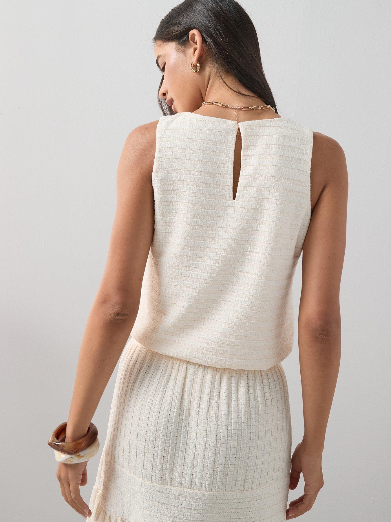 Image 2 of 7 of The Very Collection Textured Sleeveless Co-Ord Top - Cream