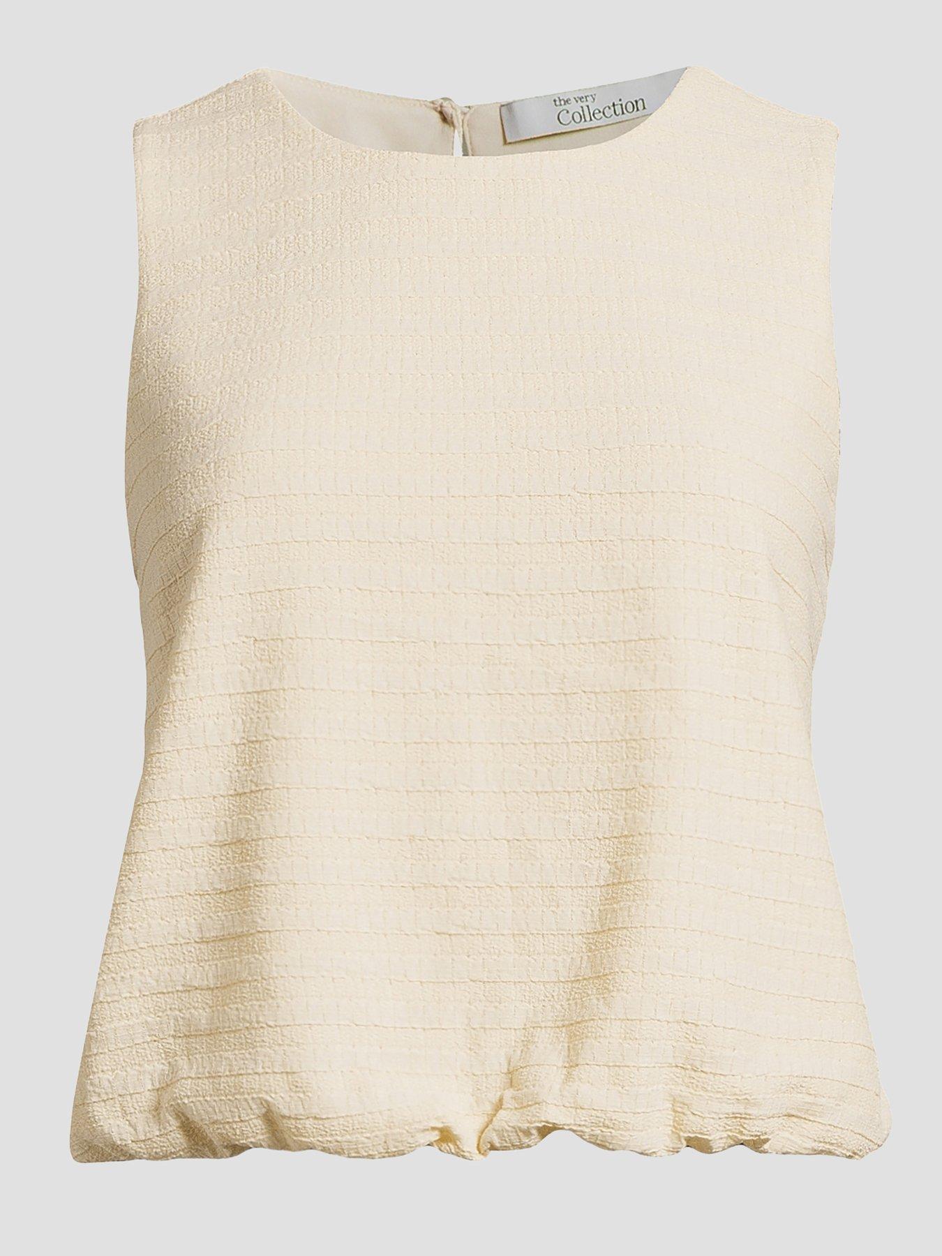 Image 7 of 7 of The Very Collection Textured Sleeveless Co-Ord Top - Cream