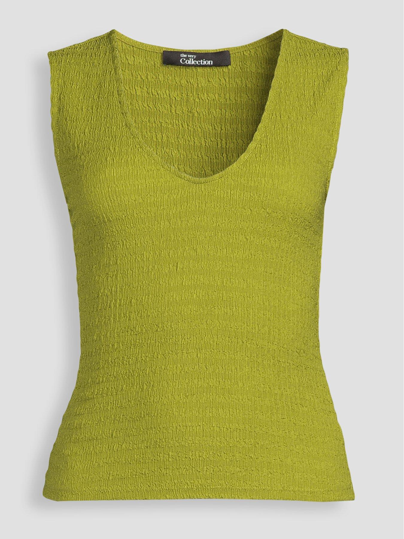 Image 7 of 7 of The Very Collection V-Neck Textured Vest Co-Ord - Green