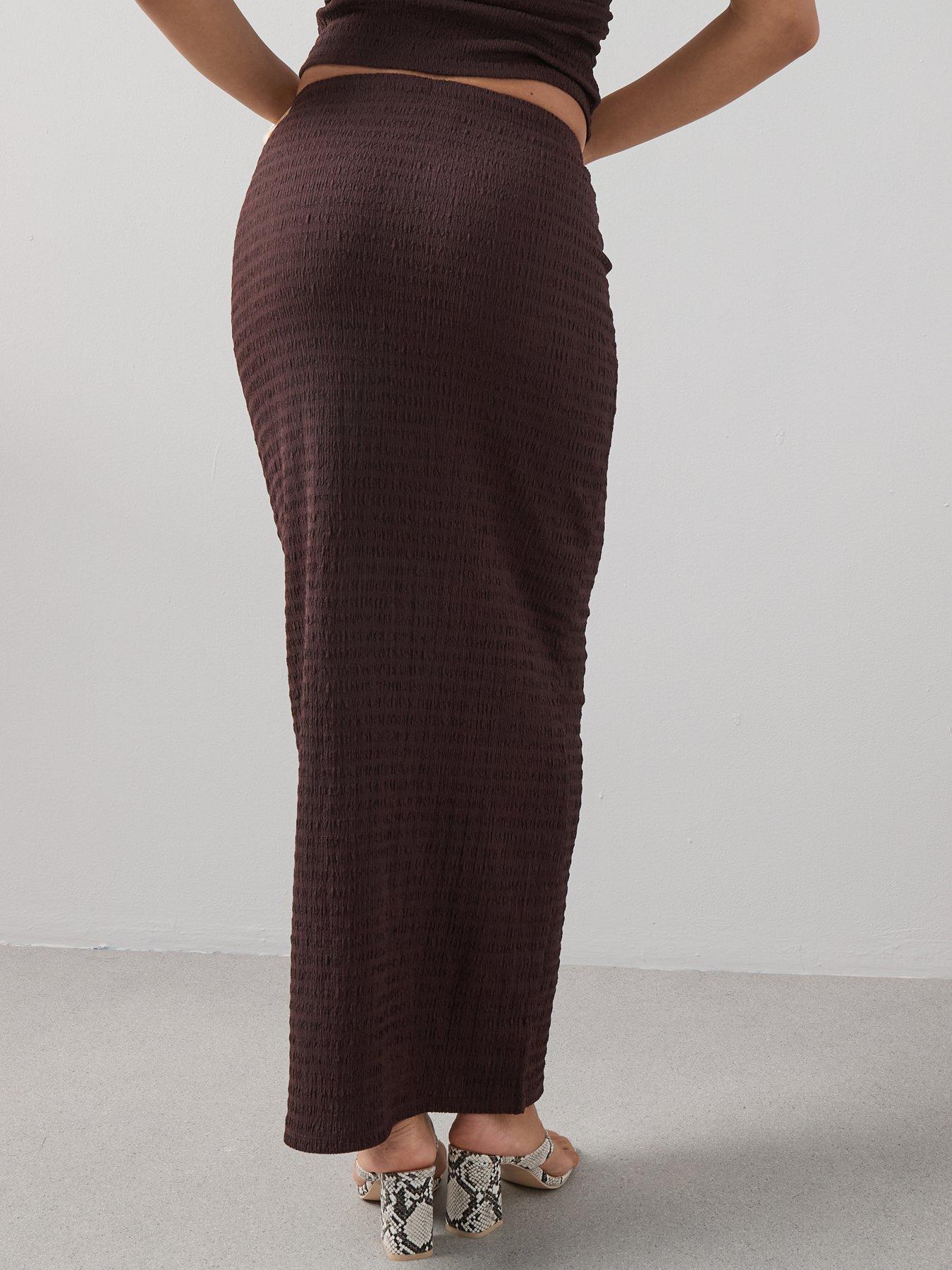 Image 2 of 7 of The Very Collection Drawstring Waist Midi Skirt Co-Ord - Brown