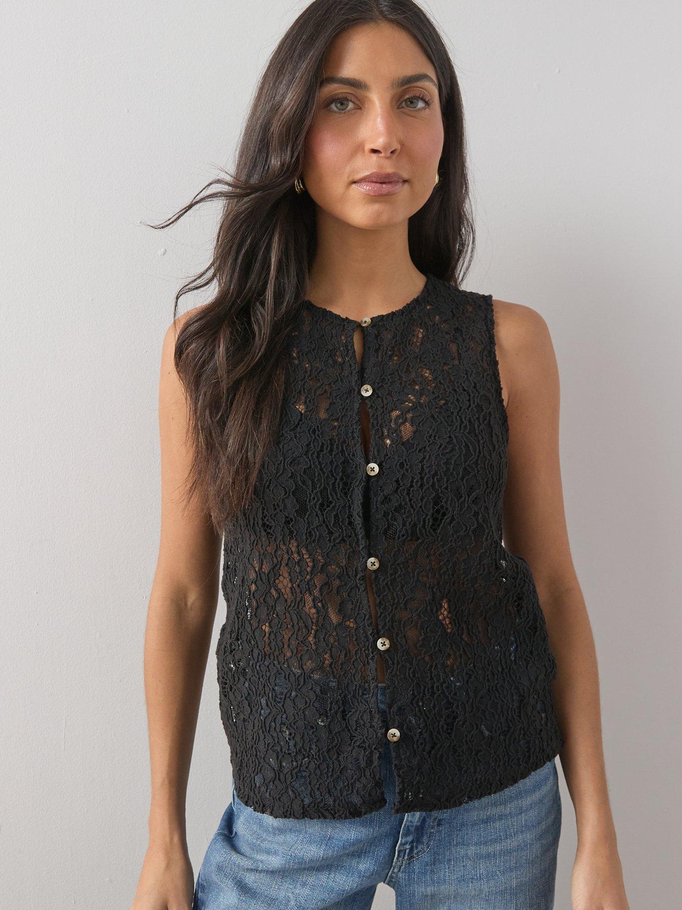 the-very-collection-crochet-lace-button-through-vest-blackdetail