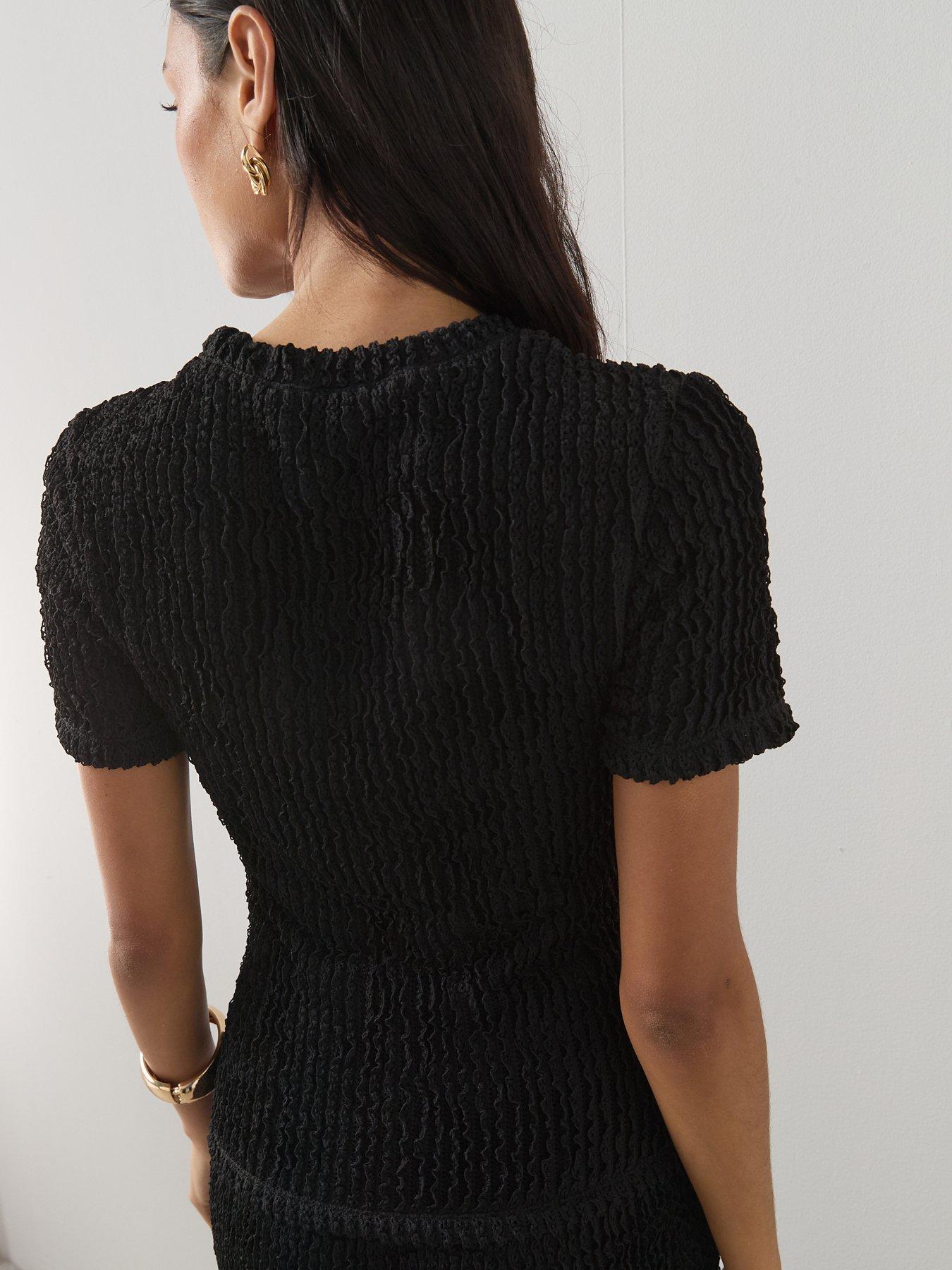 Image 6 of 6 of The Very Collection Textured Short Sleeve Co-Ord Top - Black