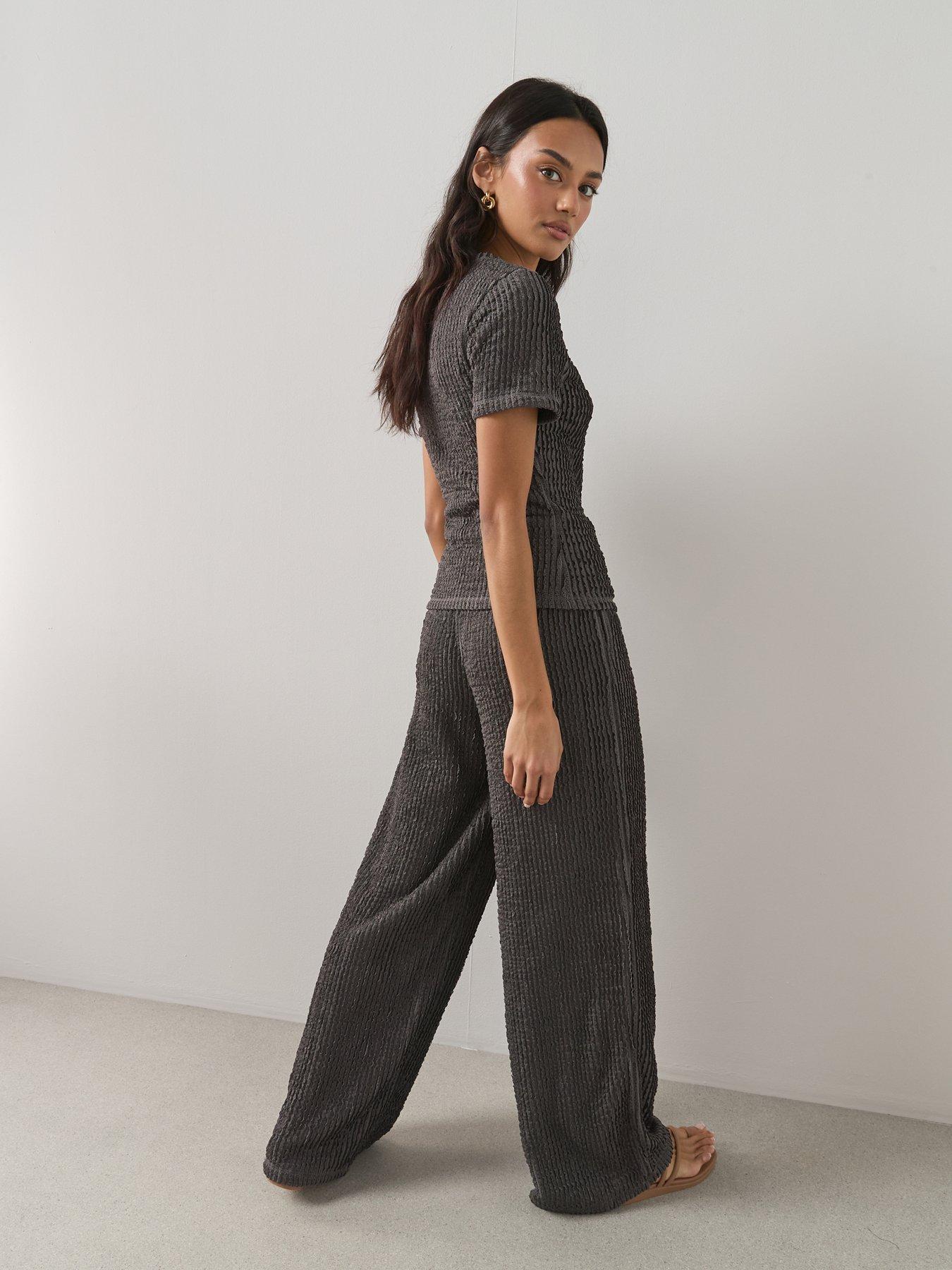 the-very-collection-textured-short-sleeve-co-ord-top-greystillFront