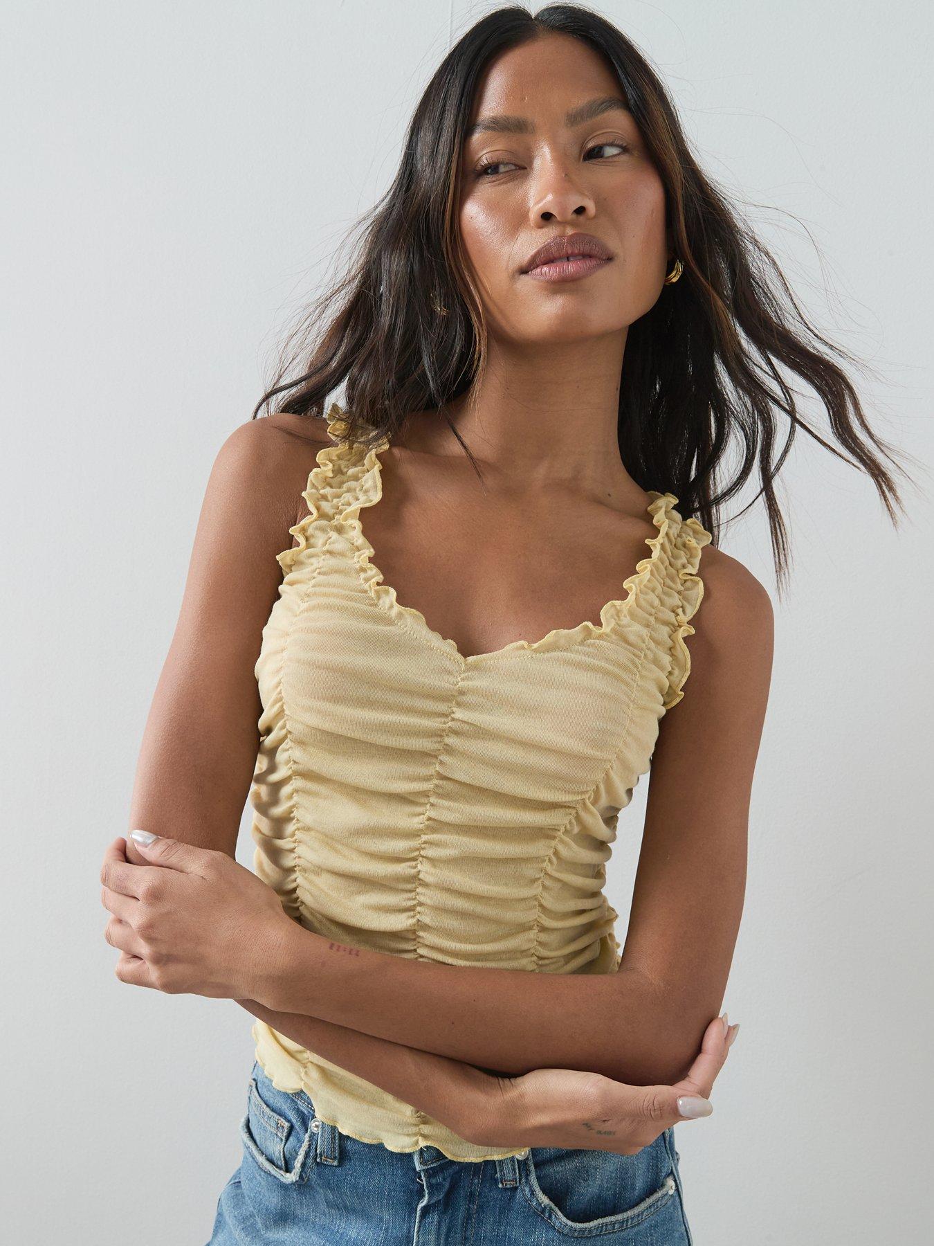 the-very-collection-ruched-vest-yellowoutfit