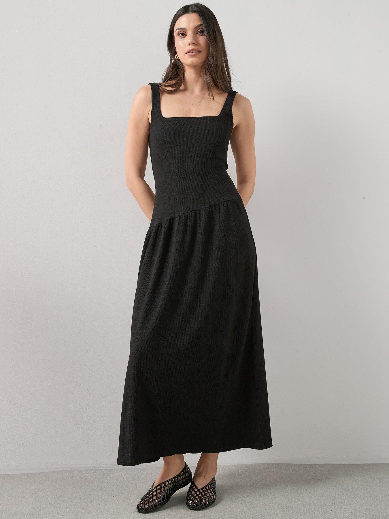 The Very Collection Square Neck Textured Stretch Midi Dress