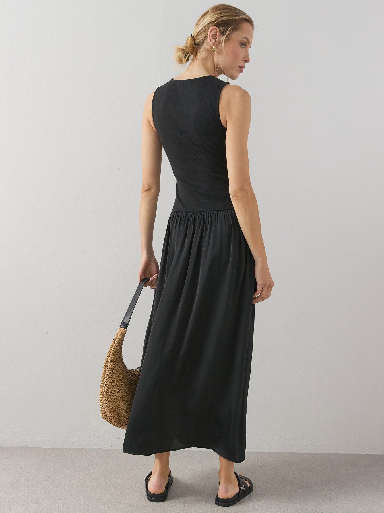 the-very-collection-button-front-ribbed-maxi-dress-blackstillFront