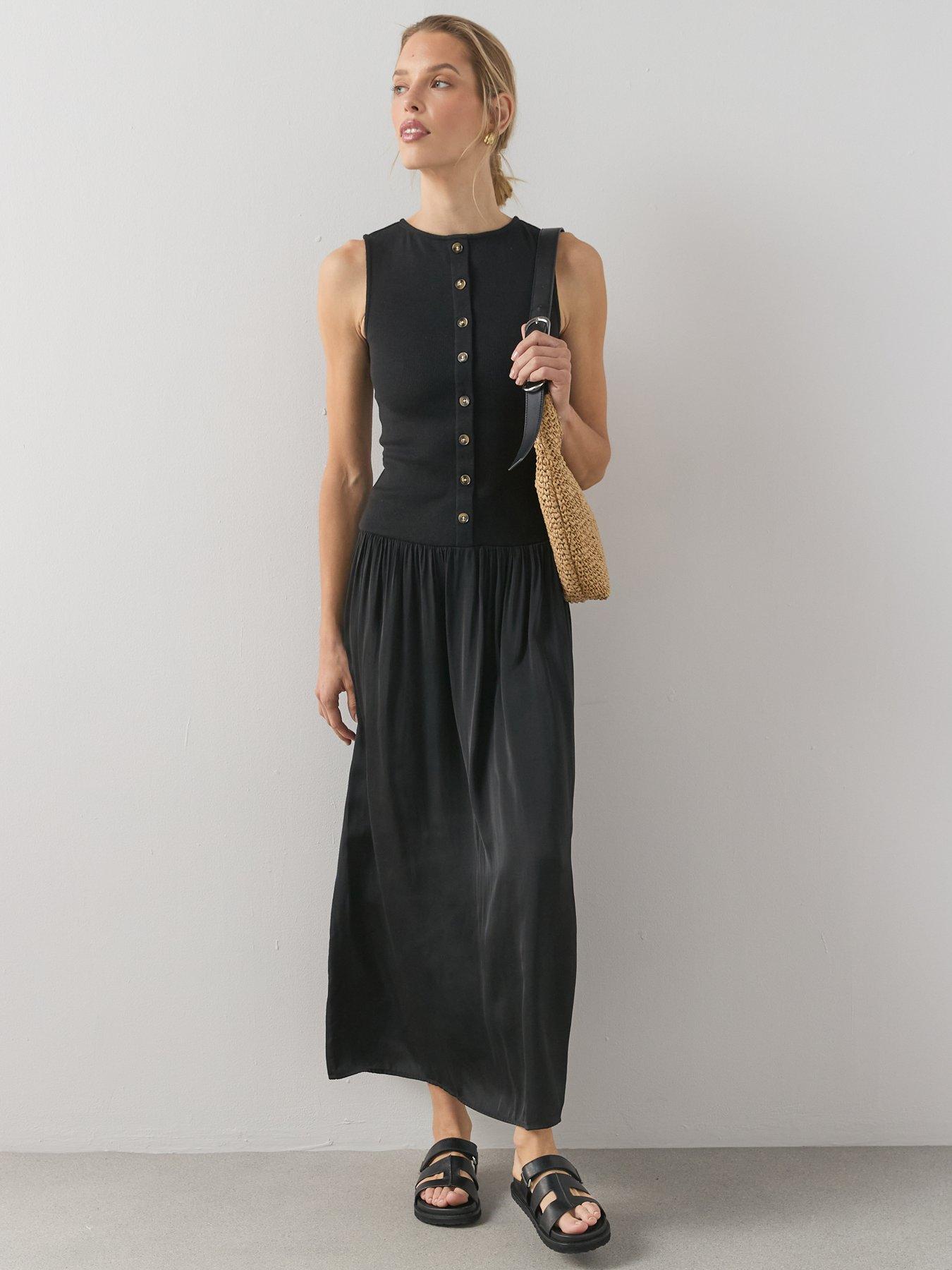 the-very-collection-button-front-ribbed-maxi-dress-blackback