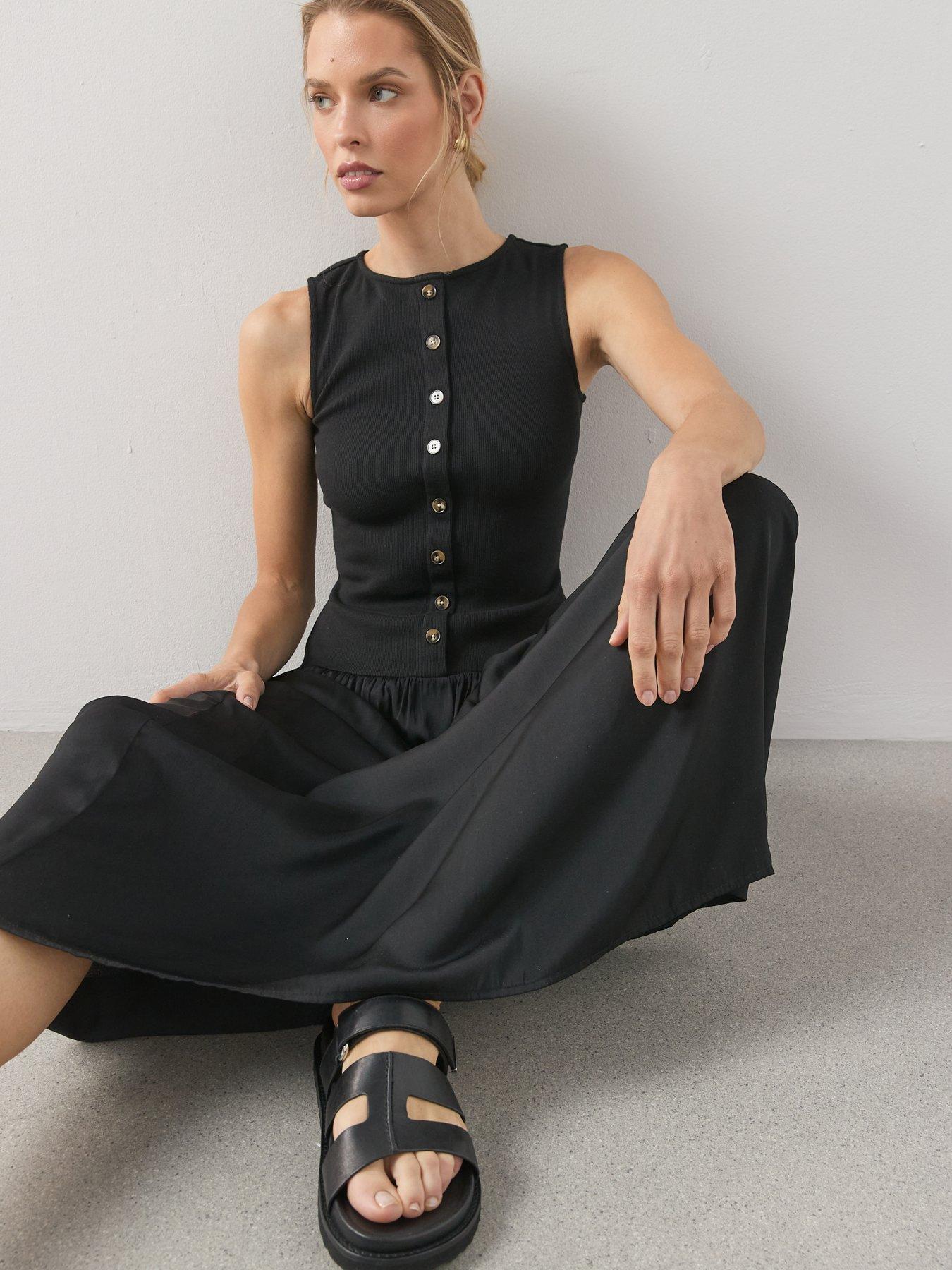 the-very-collection-button-front-ribbed-maxi-dress-blackdetail