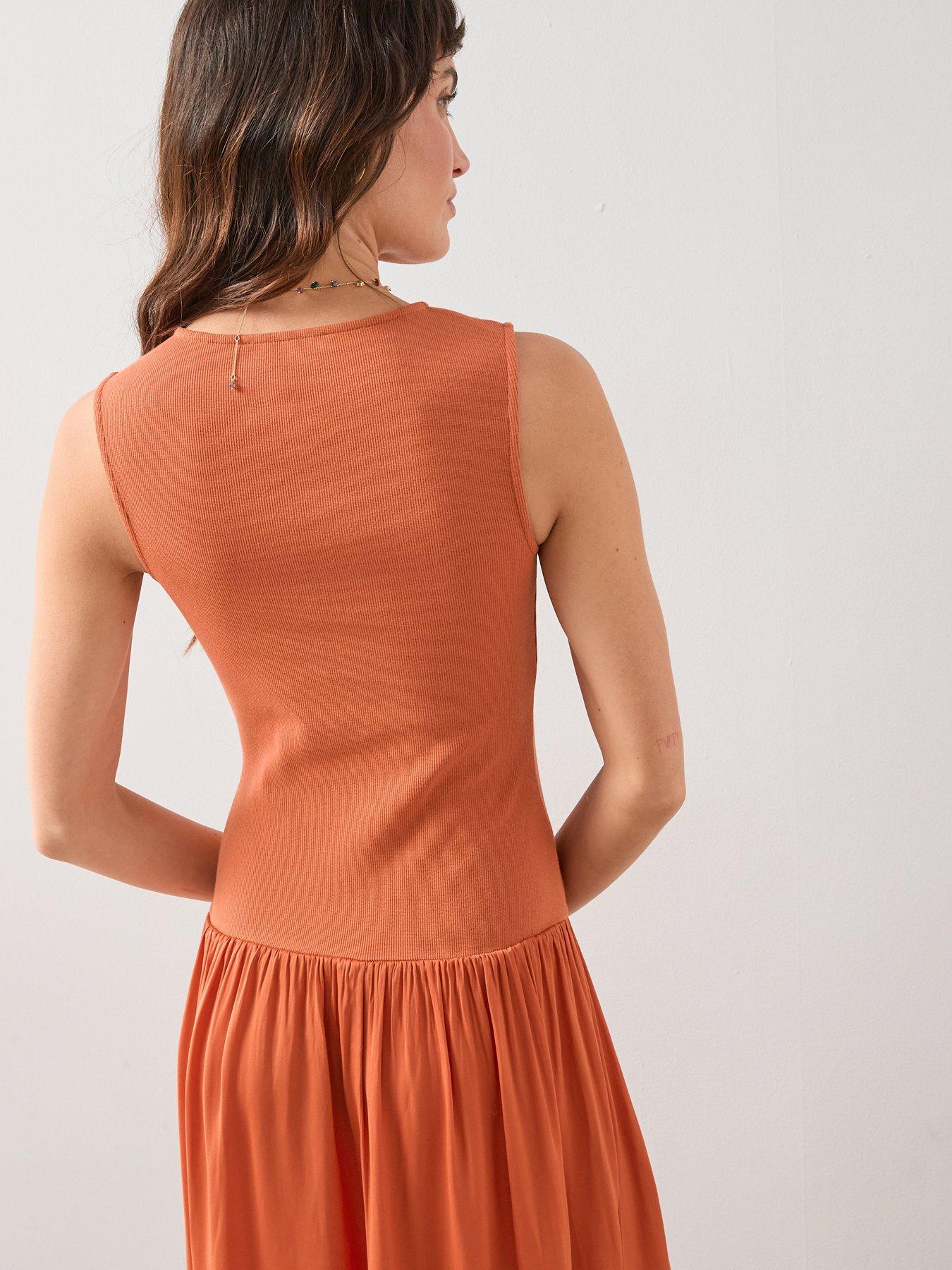 the-very-collection-button-through-ribbed-maxi-dress-orangedetail