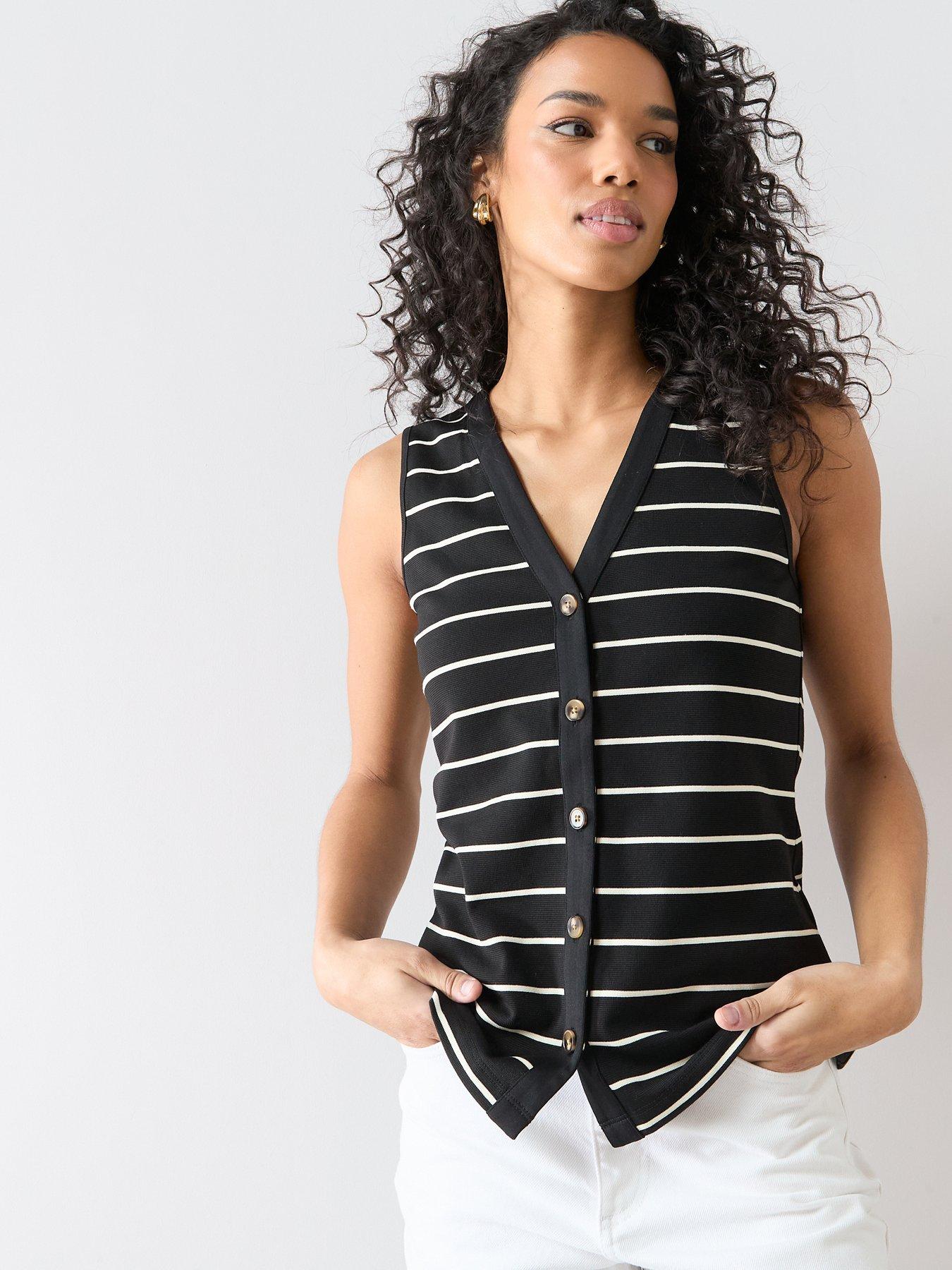 the-very-collection-stripe-co-ord-waistcoat-blackfront