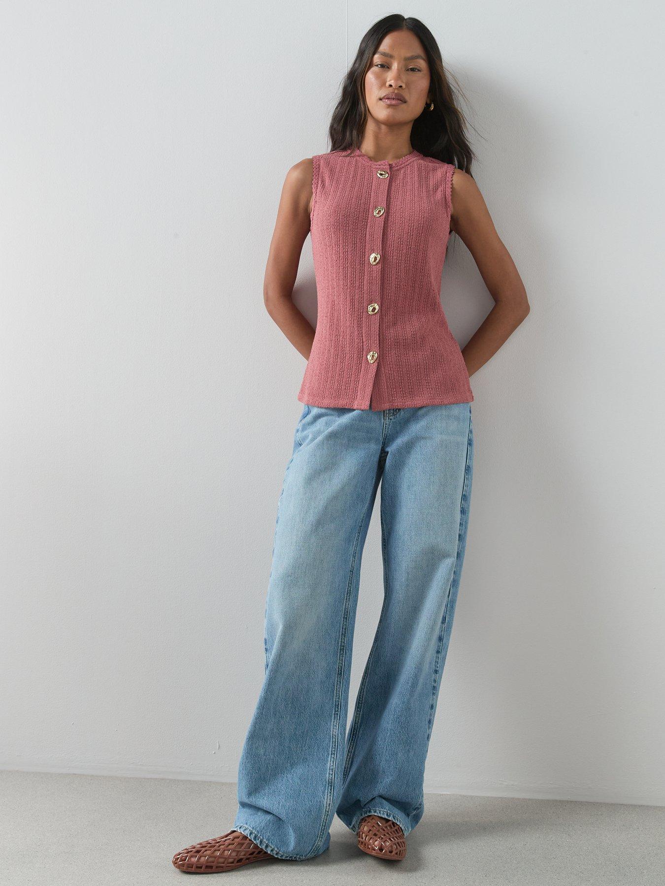 Image 6 of 6 of The Very Collection Textured Button Through Top - Pink