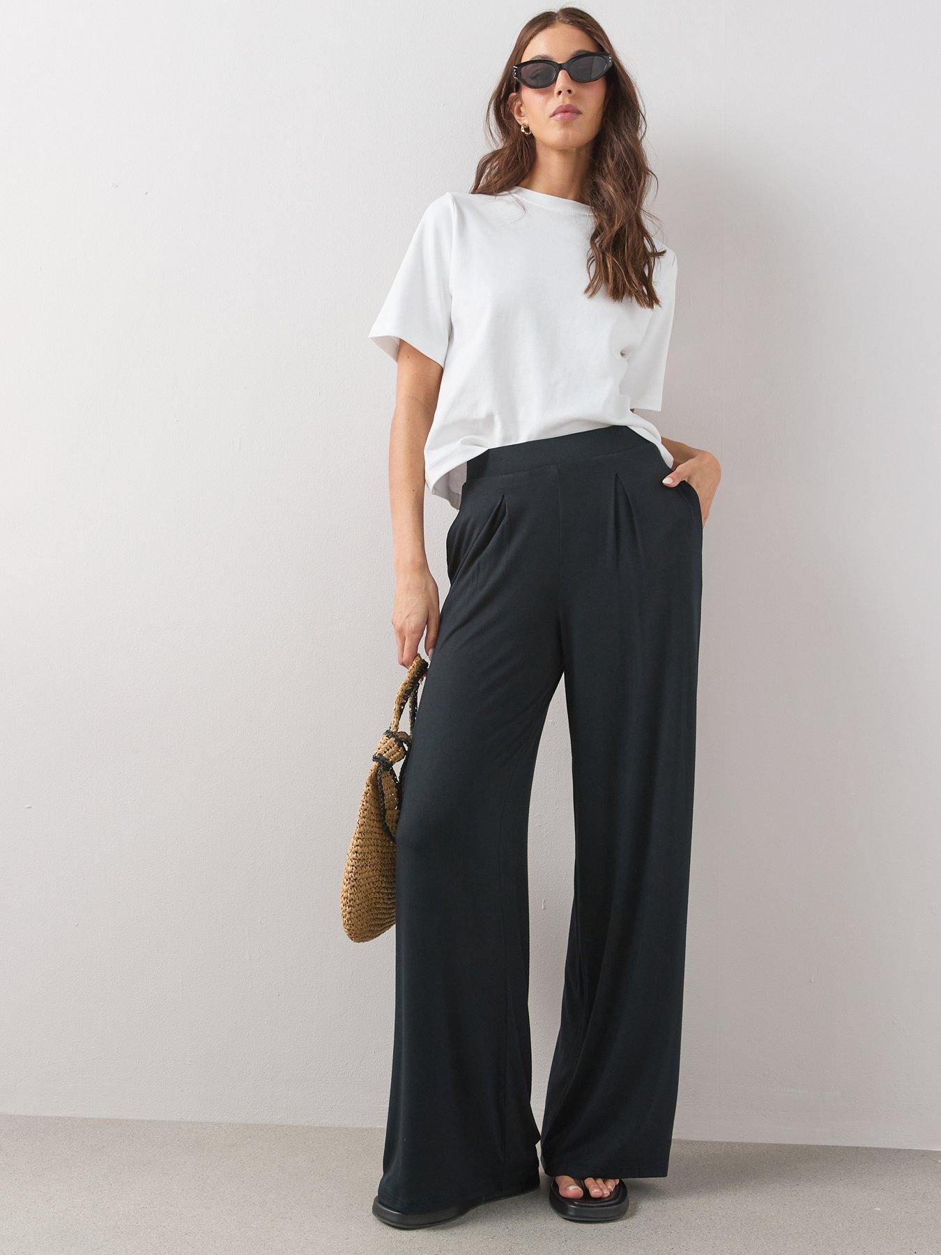 The Very Collection Viscose Wide Leg Trousers - Black