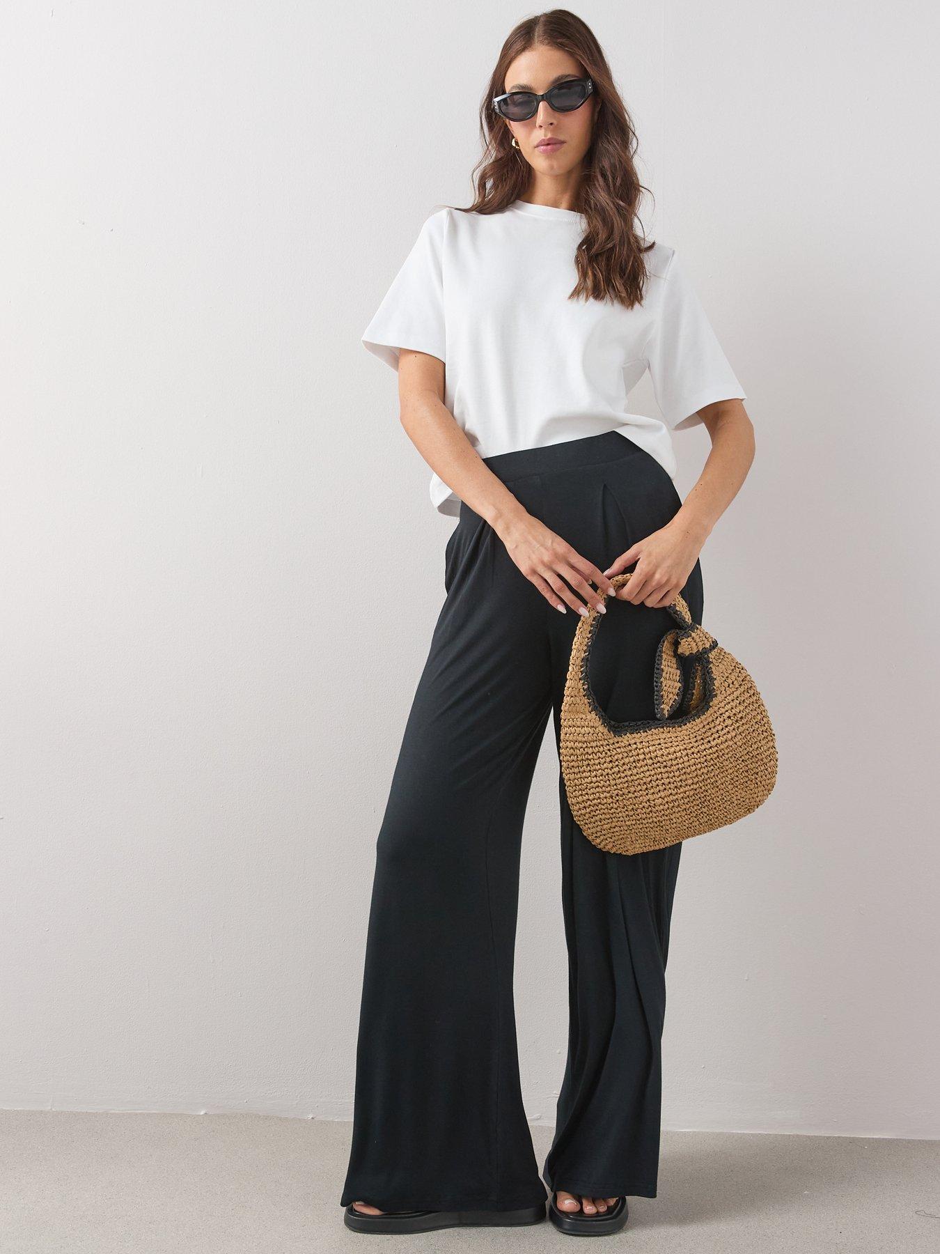 Image 6 of 6 of The Very Collection Viscose Wide Leg Trousers - Black
