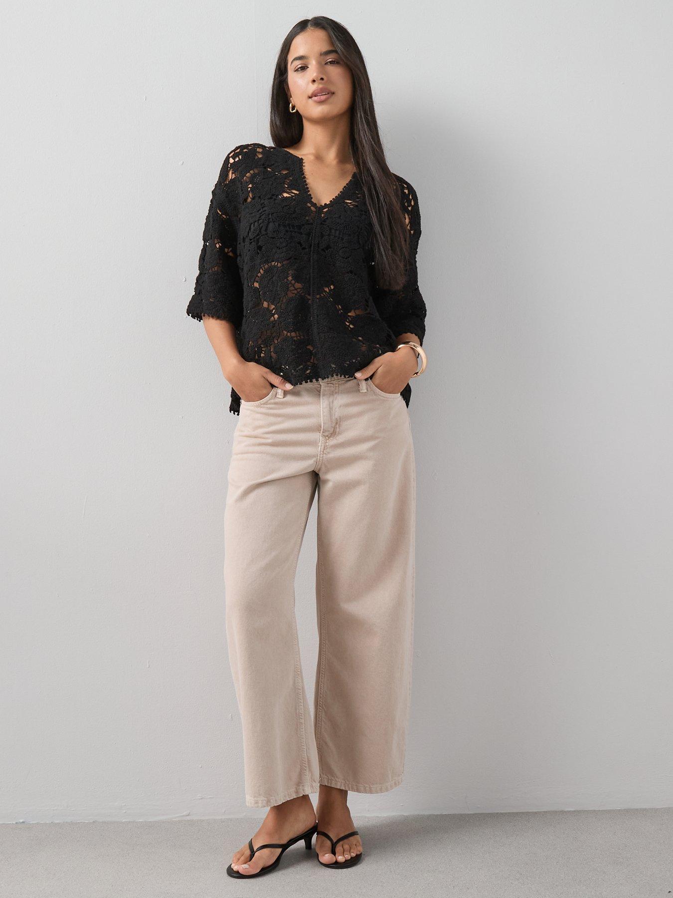 the-very-collection-oversized-crochet-v-neck-top-blackdetail