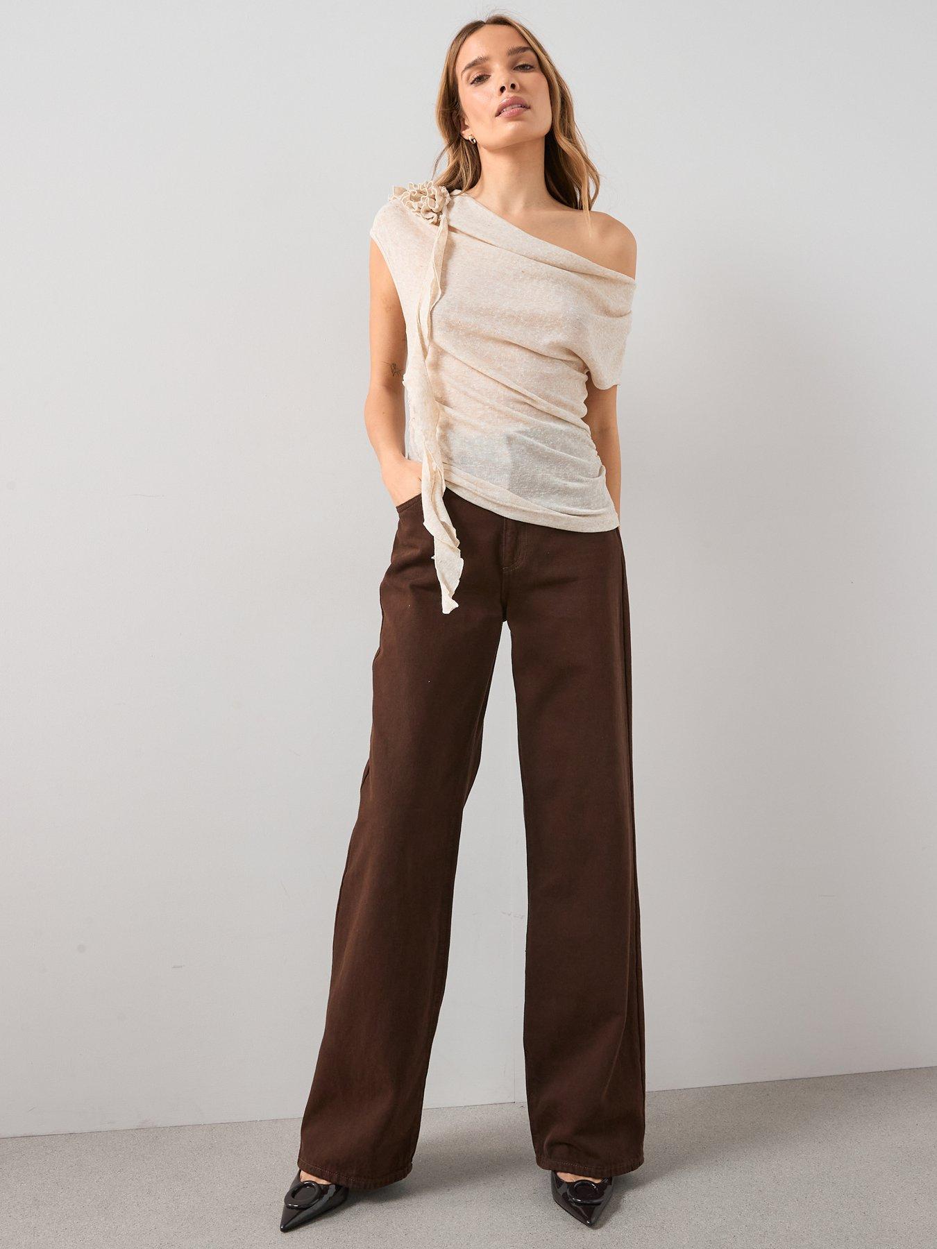 Image 3 of 6 of The Very Collection Draped Frill Sleeveless Top - Cream