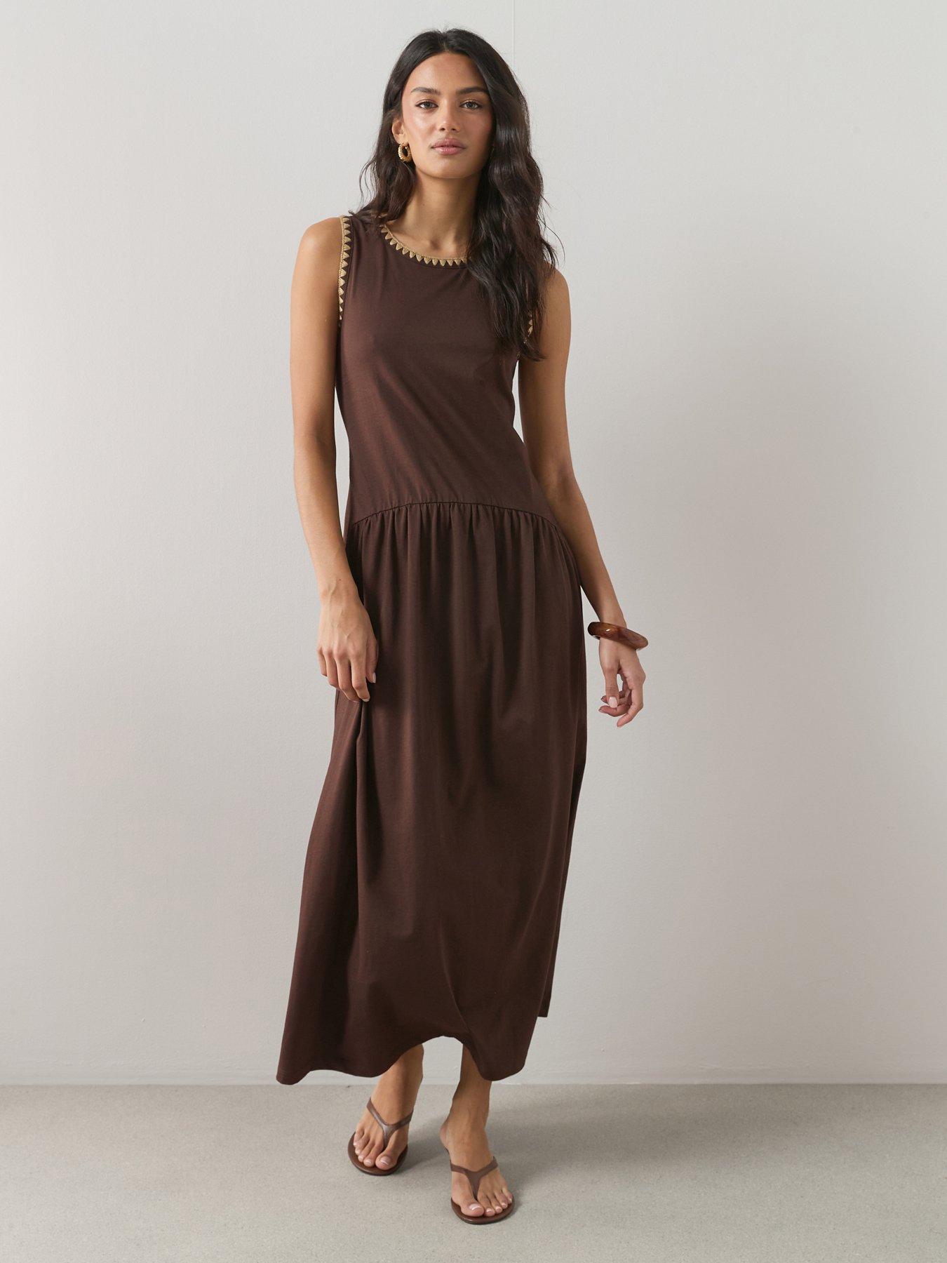 Dresses | Midi (Knee) | Jersey Dresses | Casual | Brown | Women | Very