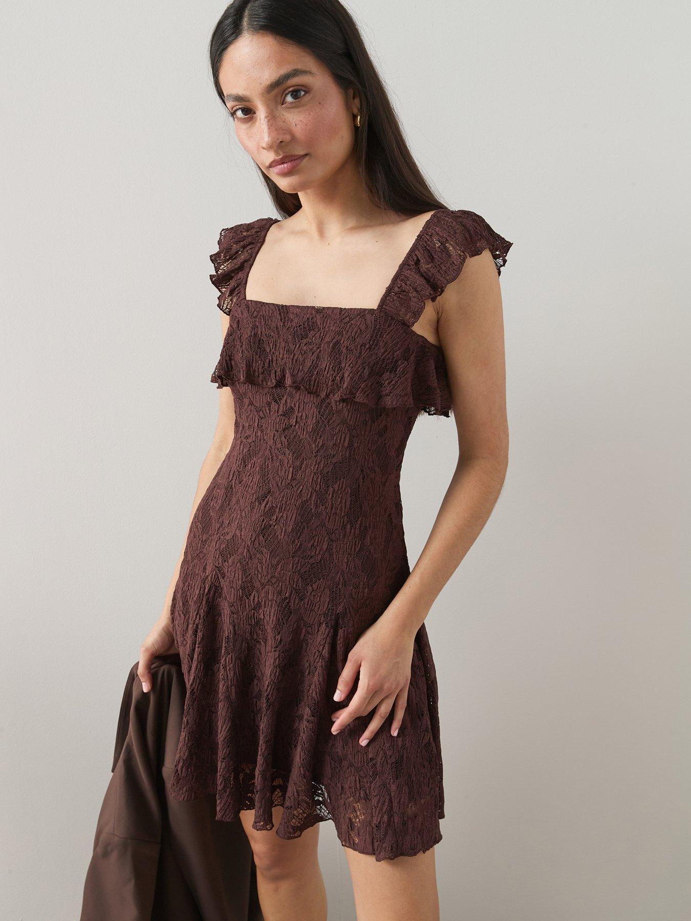 the-very-collection-frill-strap-lace-mini-dressfront