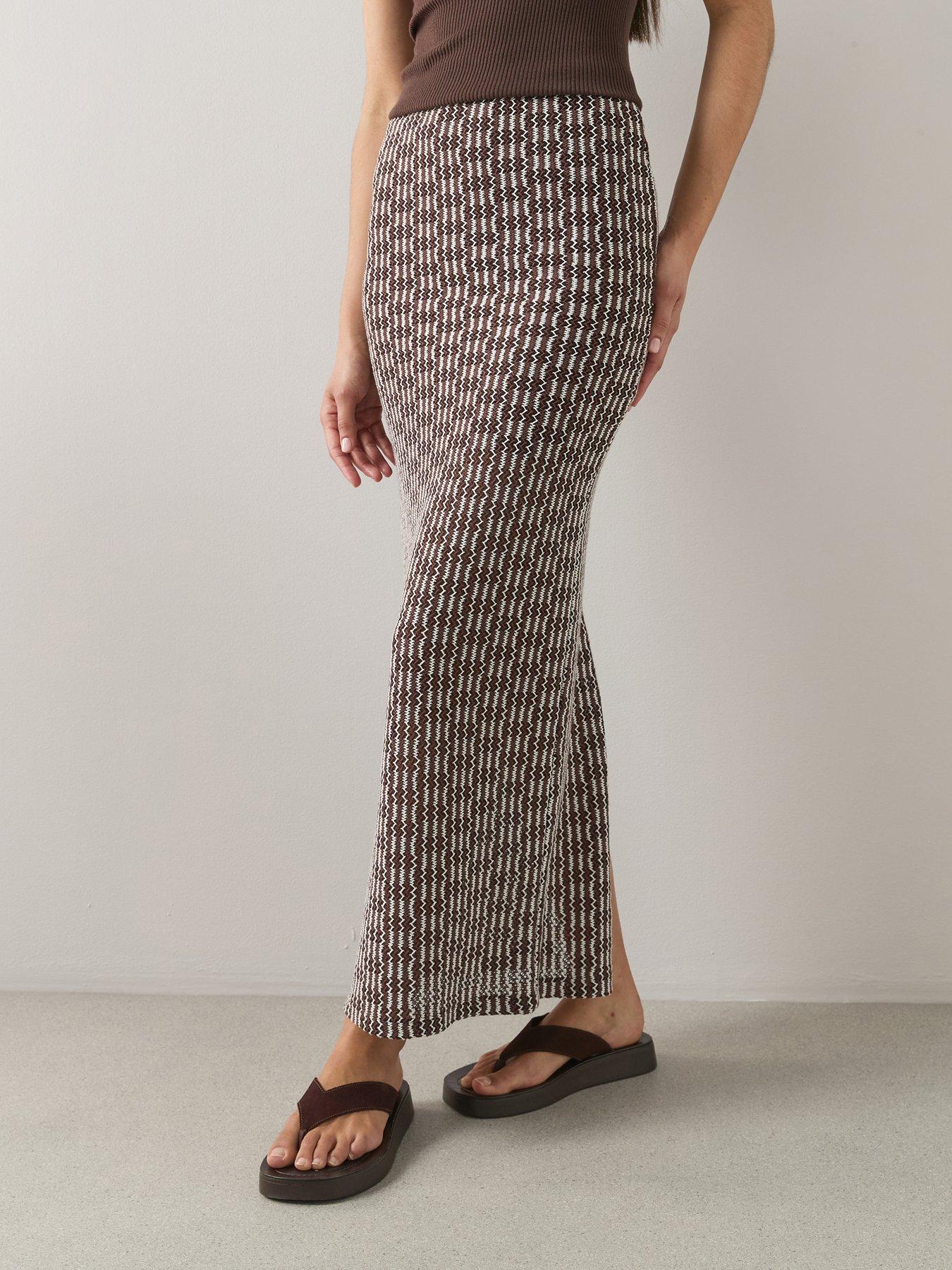 The Very Collection Crochet Midi Skirt Co-Ord - Brown