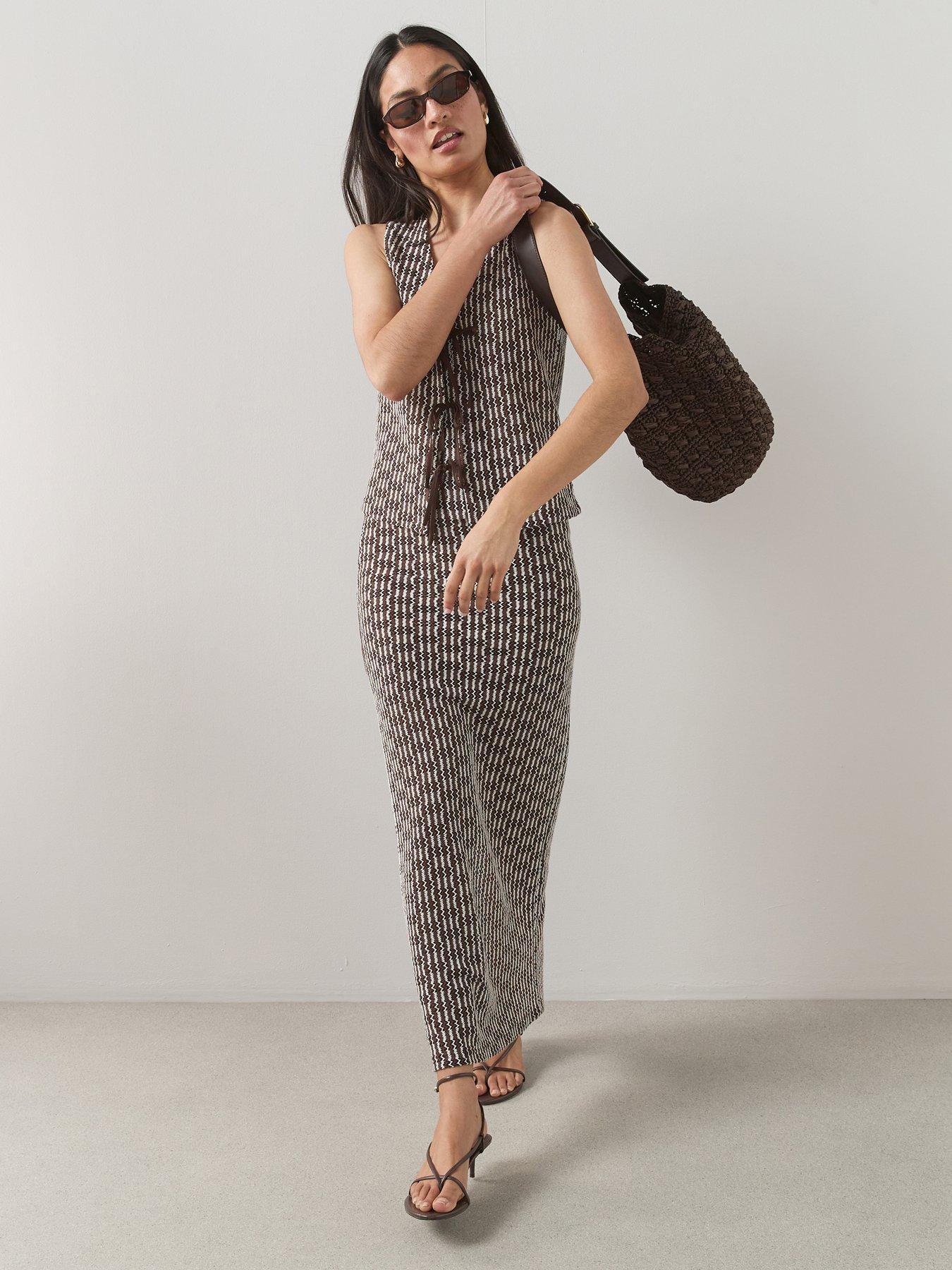 Image 4 of 7 of The Very Collection Crochet Midi Skirt Co-Ord - Brown