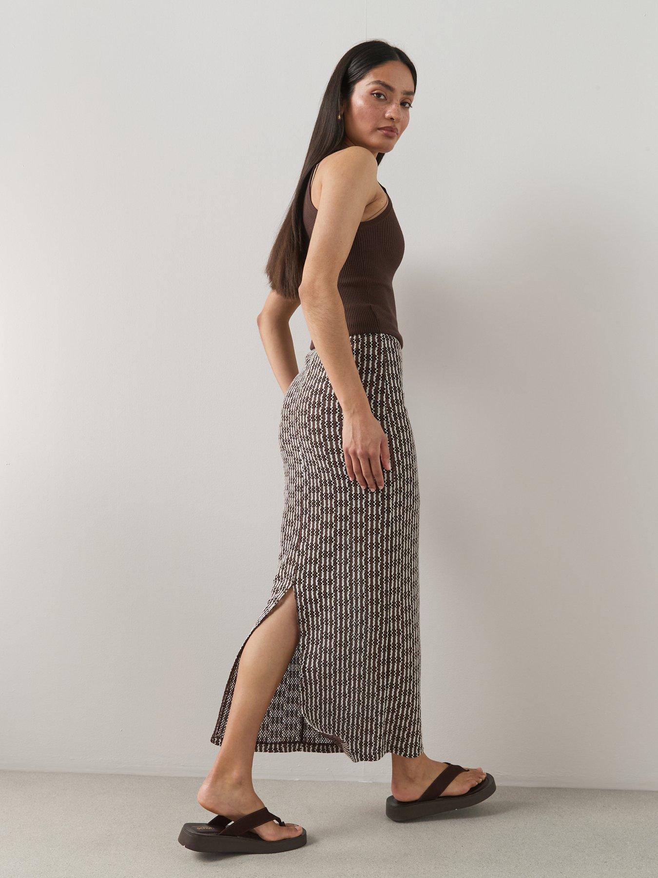 Image 6 of 7 of The Very Collection Crochet Midi Skirt Co-Ord - Brown