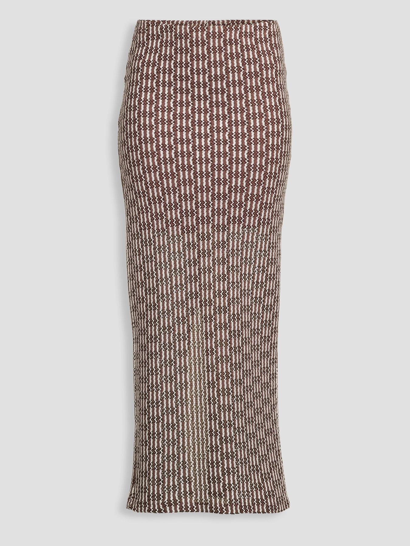 Image 7 of 7 of The Very Collection Crochet Midi Skirt Co-Ord - Brown