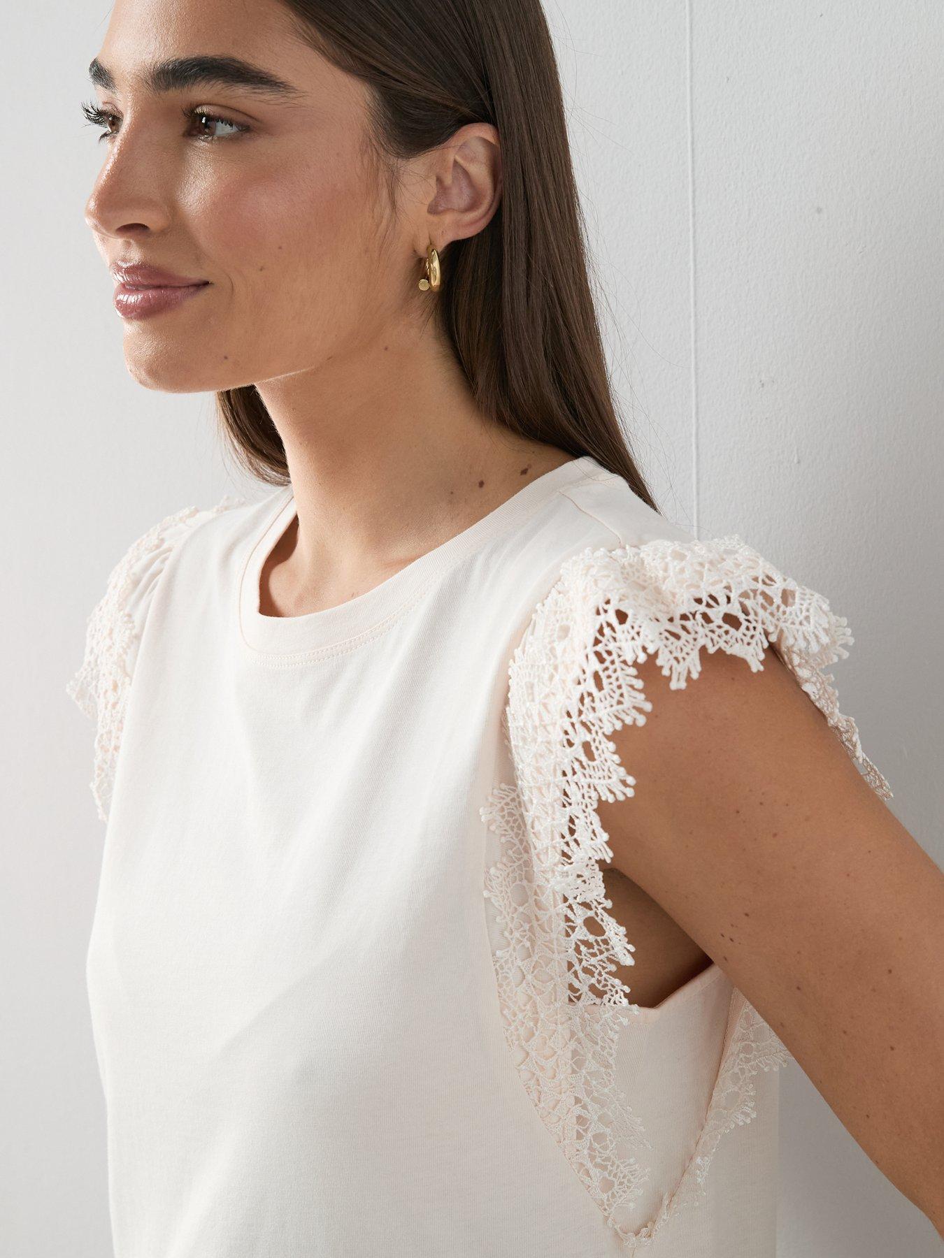 Image 4 of 6 of The Very Collection Lace Trim Tee