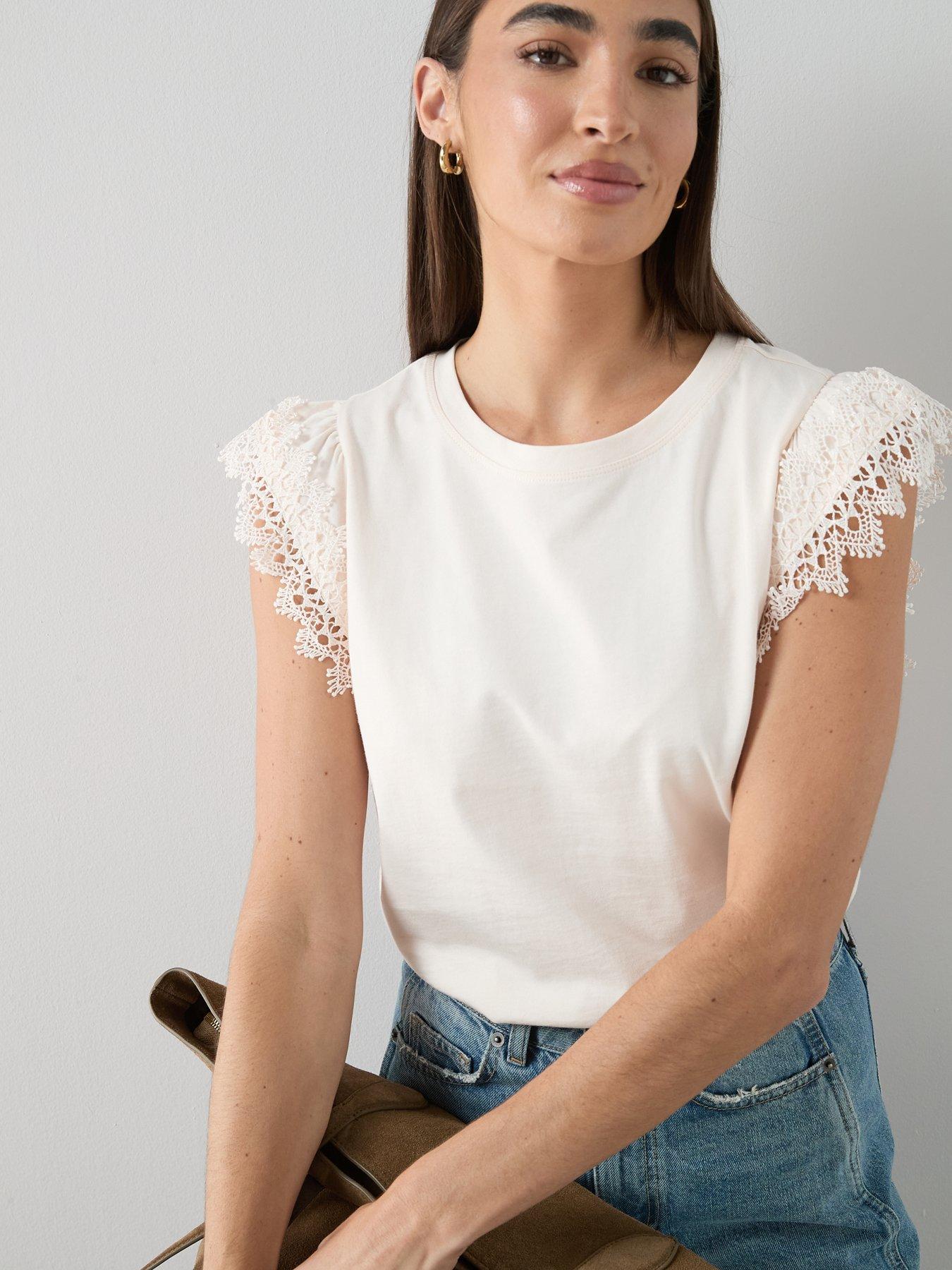 Image 5 of 6 of The Very Collection Lace Trim Tee