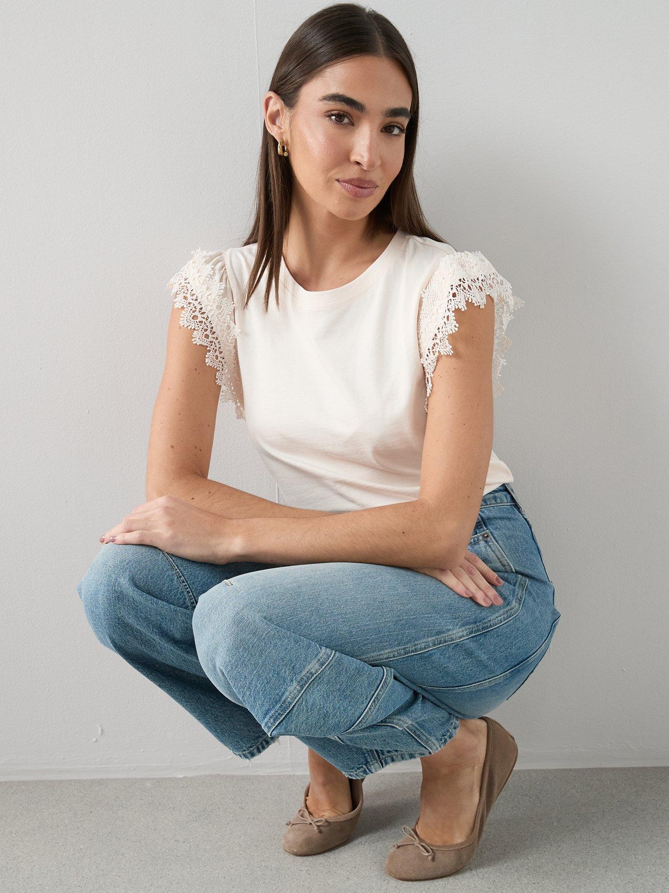 Image 6 of 6 of The Very Collection Lace Trim Tee