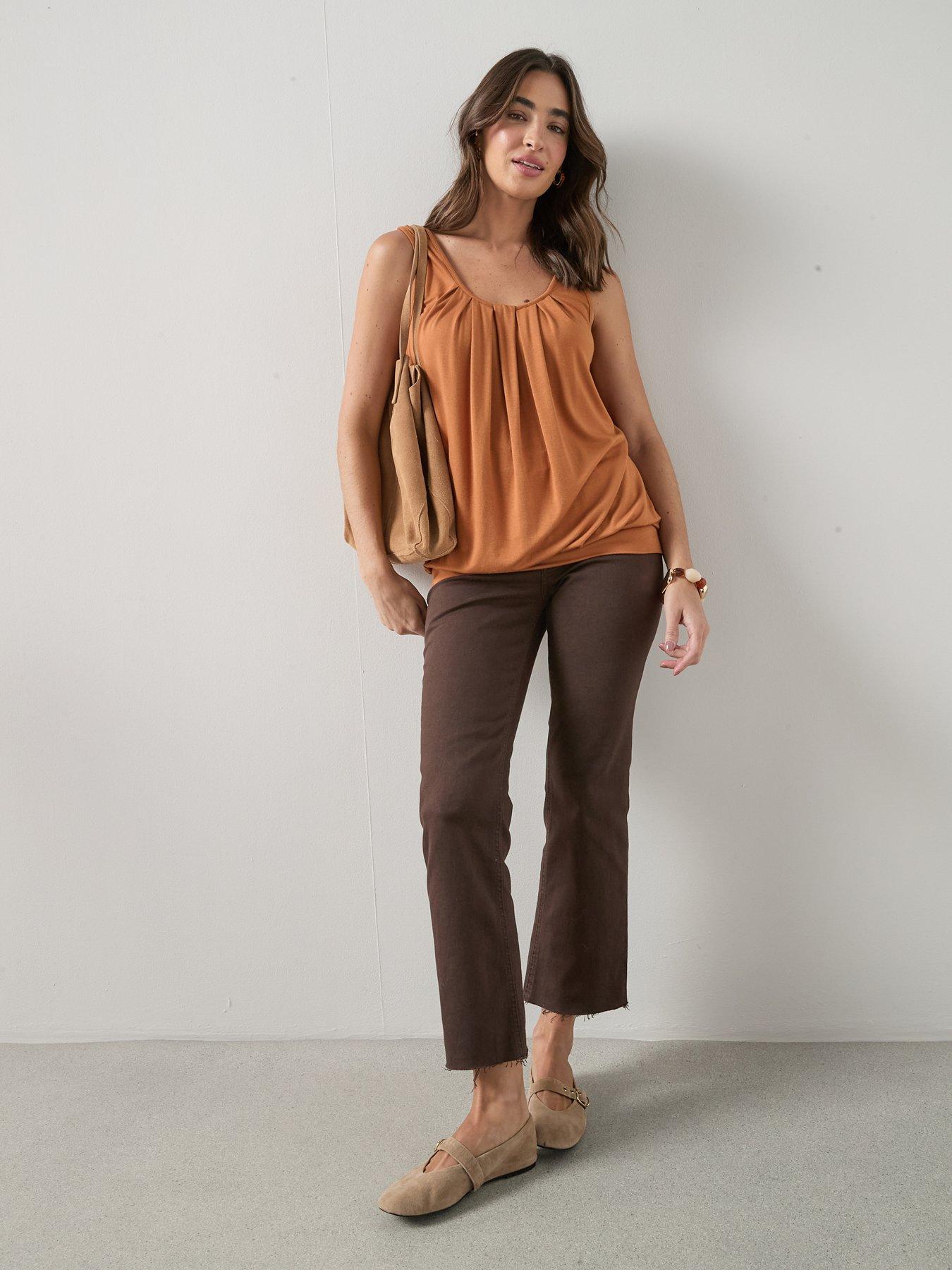 Image 3 of 7 of The Very Collection Stretch Bubble Hem Vest - Orange