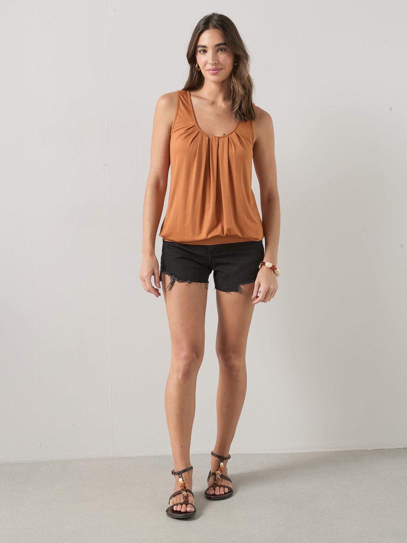Image 5 of 7 of The Very Collection Stretch Bubble Hem Vest - Orange