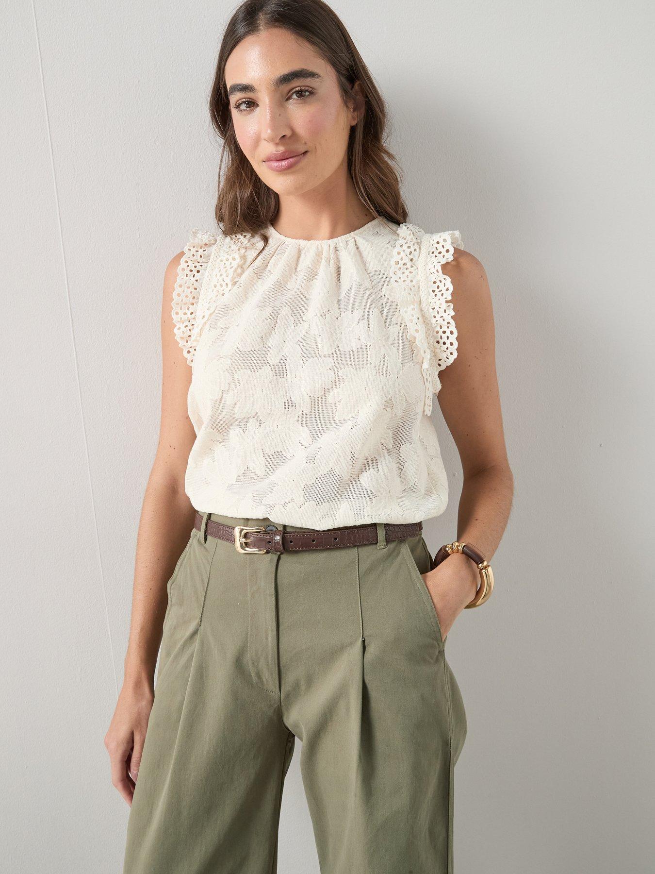 The Very Collection All Over Lace Frill Sleeveless Top