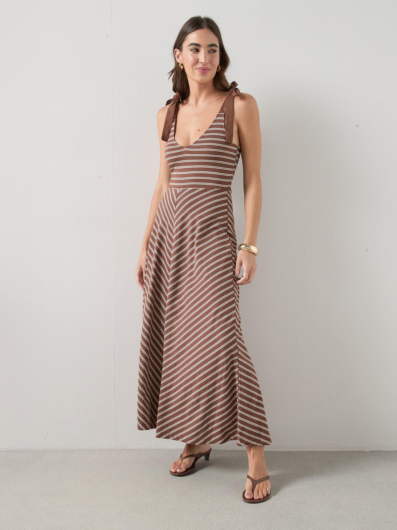 the-very-collection-tie-shoulder-stripe-midi-dress-brownback