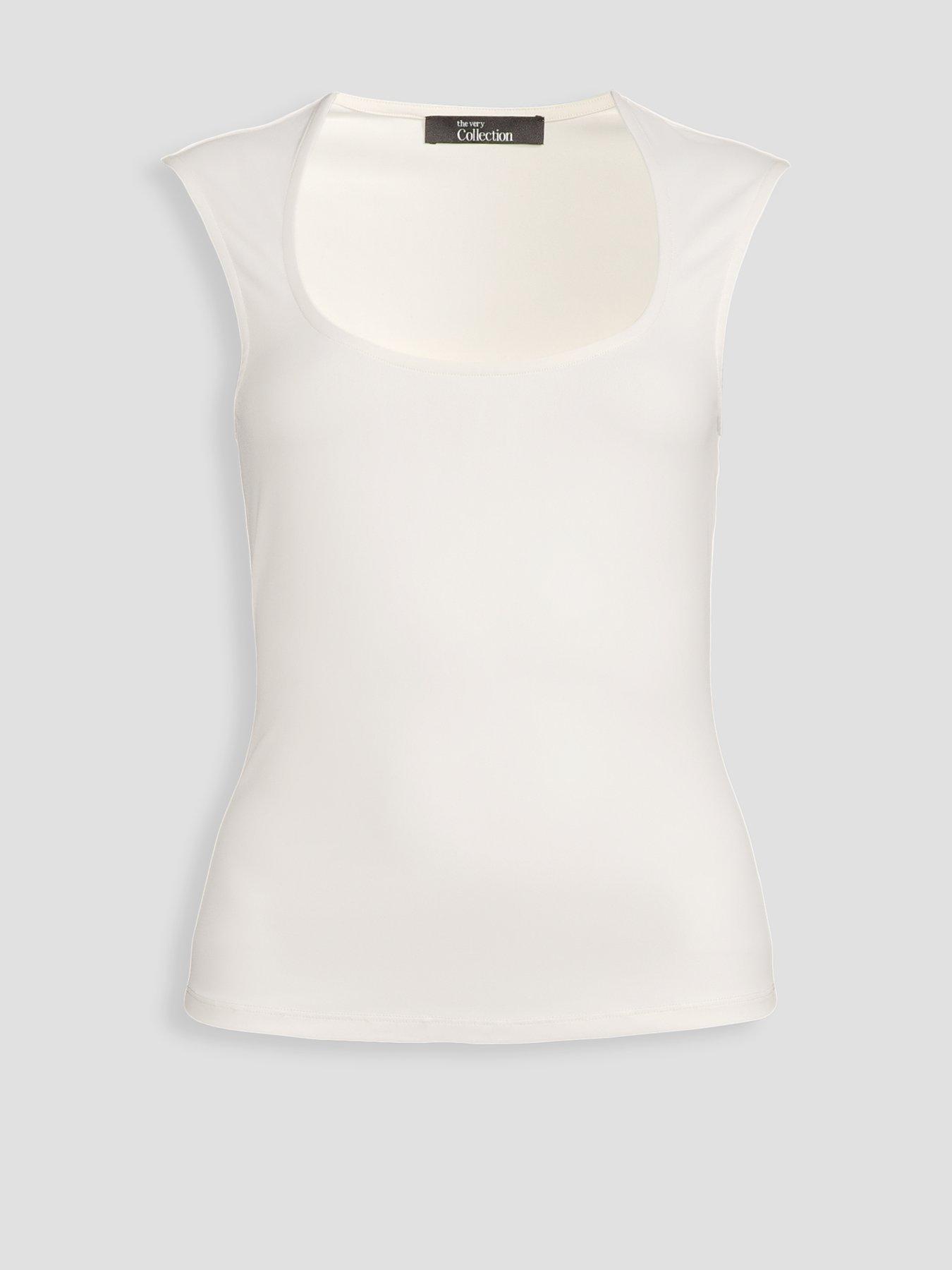 Image 7 of 7 of The Very Collection Polyamide Scoop Neck Vest&nbsp; - White