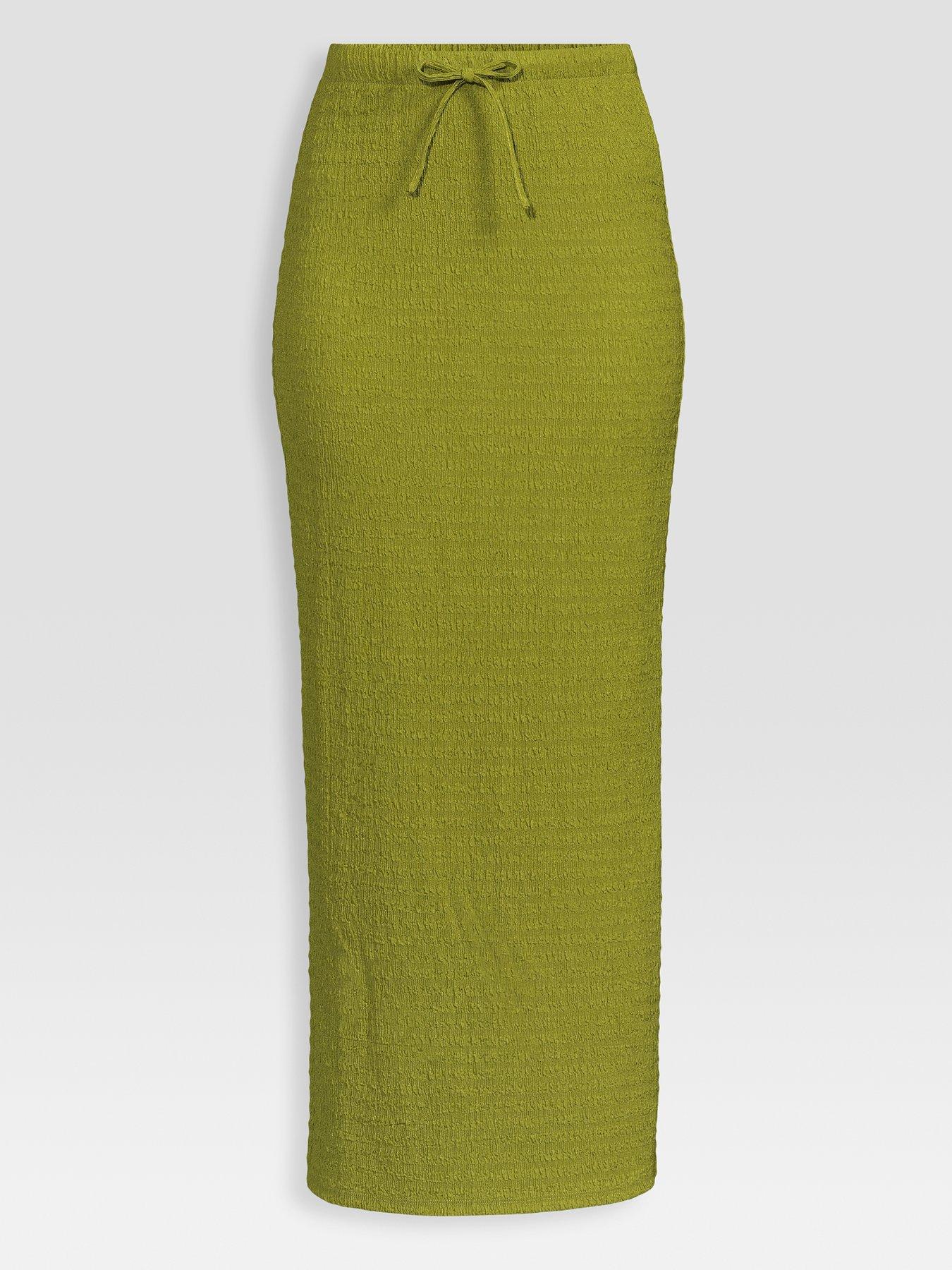 Image 6 of 6 of The Very Collection Drawstring Waist Midi Skirt Co-Ord - Green