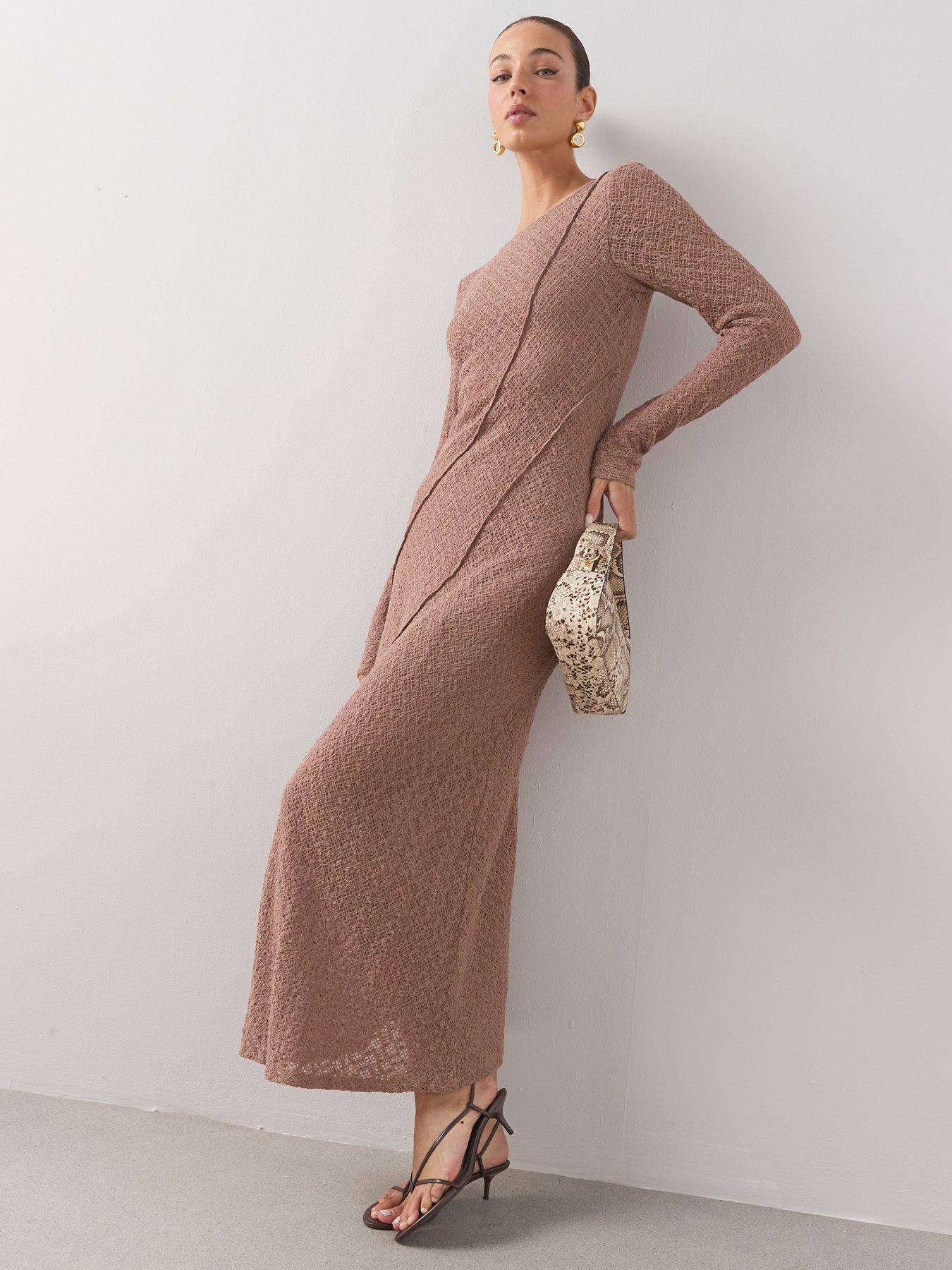 Image 3 of 6 of The Very Collection Textured Long Sleeve Midi Dress