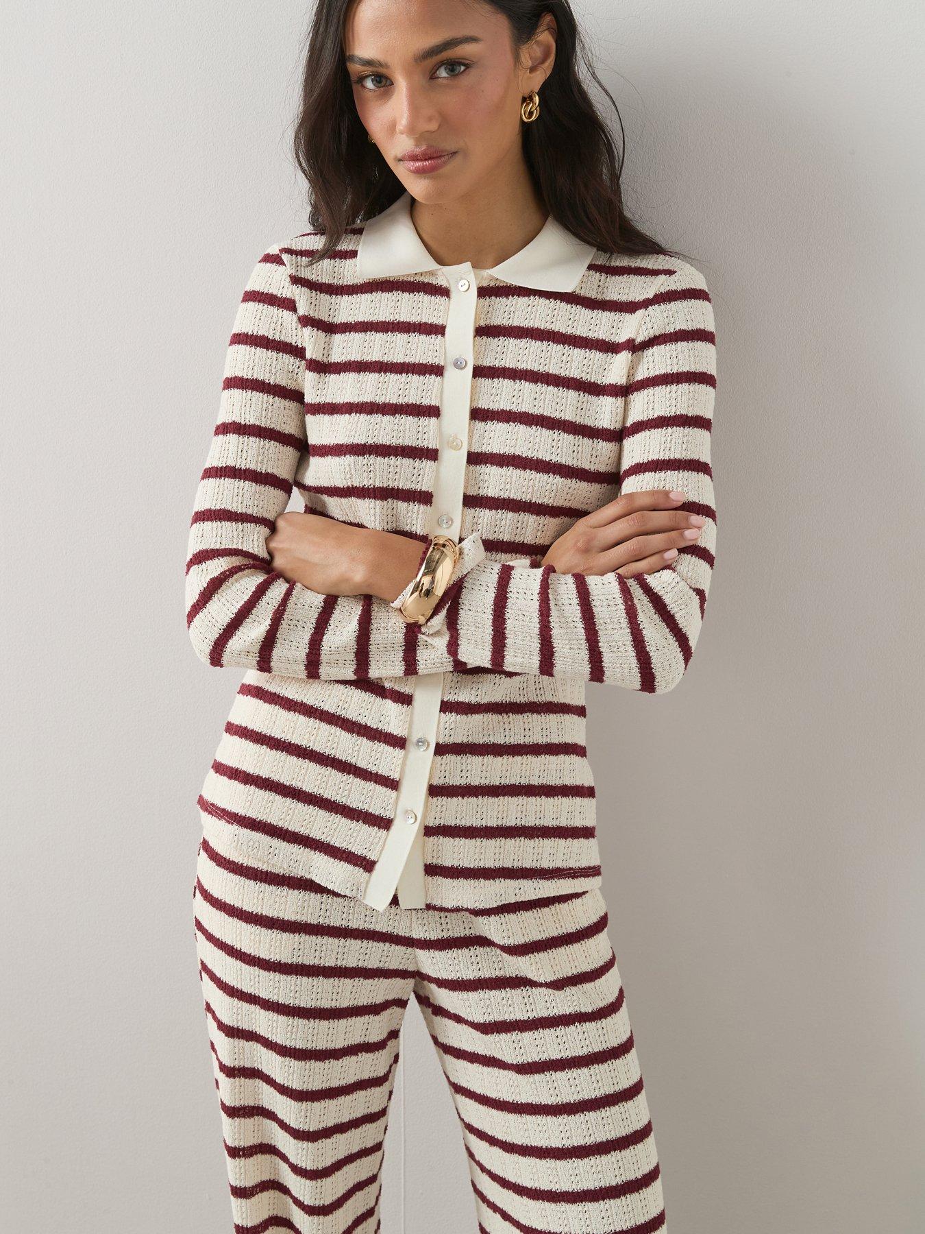 the-very-collection-stripe-crochet-button-up-shirt-co-ordfront