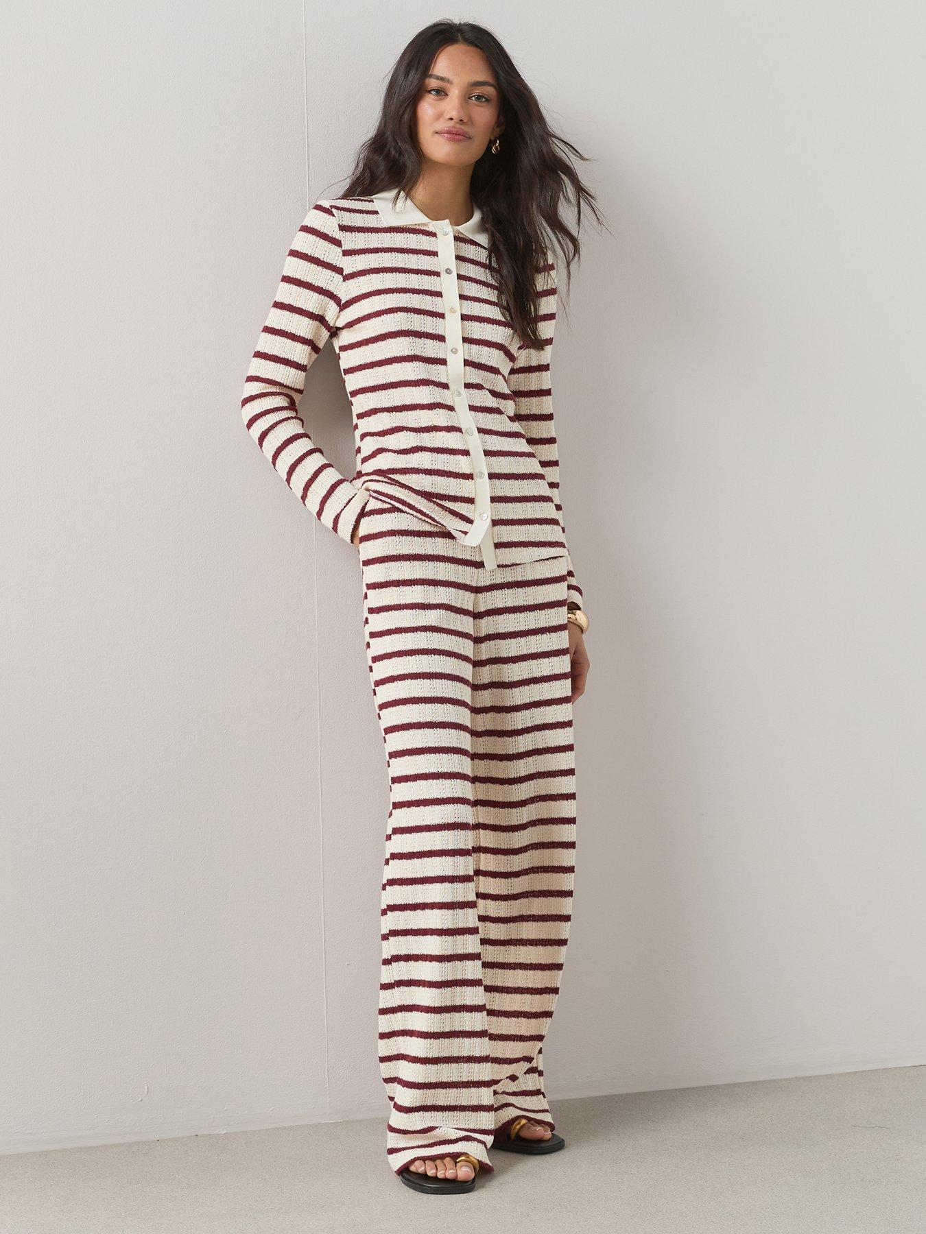 The Very Collection Stripe Crochet Wide Leg Trouser Co-ord