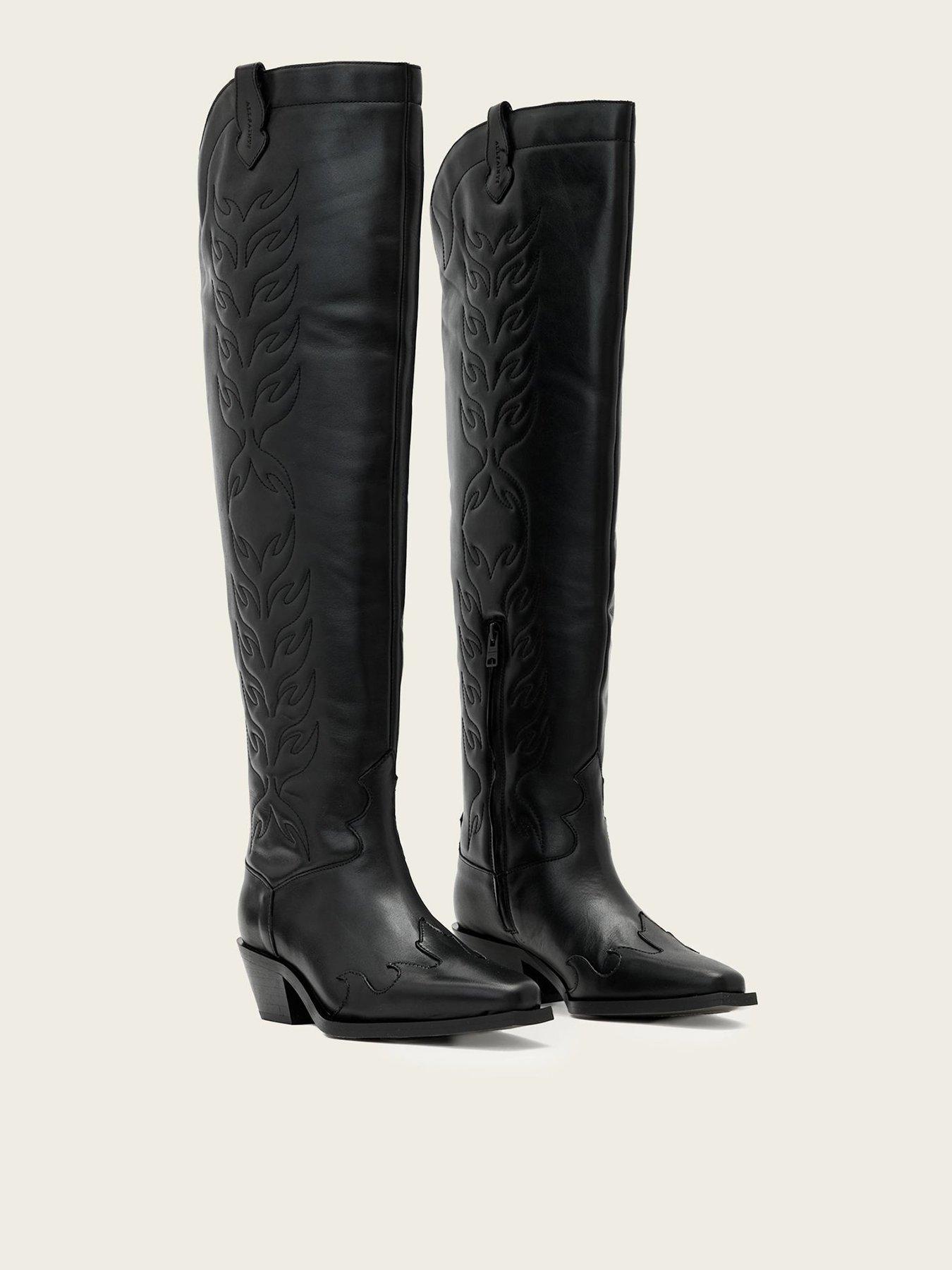 AllSaints Roxanne Knee High Boots - Black