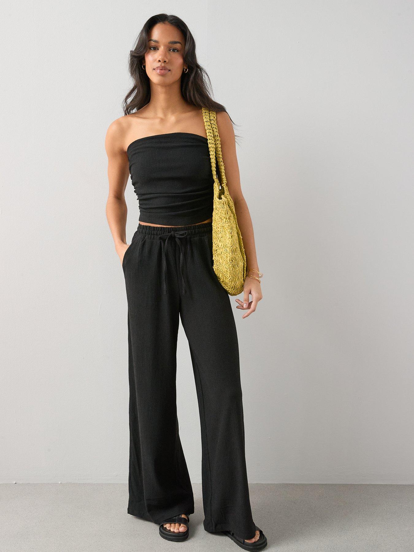 Image 3 of 6 of The Very Collection Textured Stretch Wide Leg Trousers