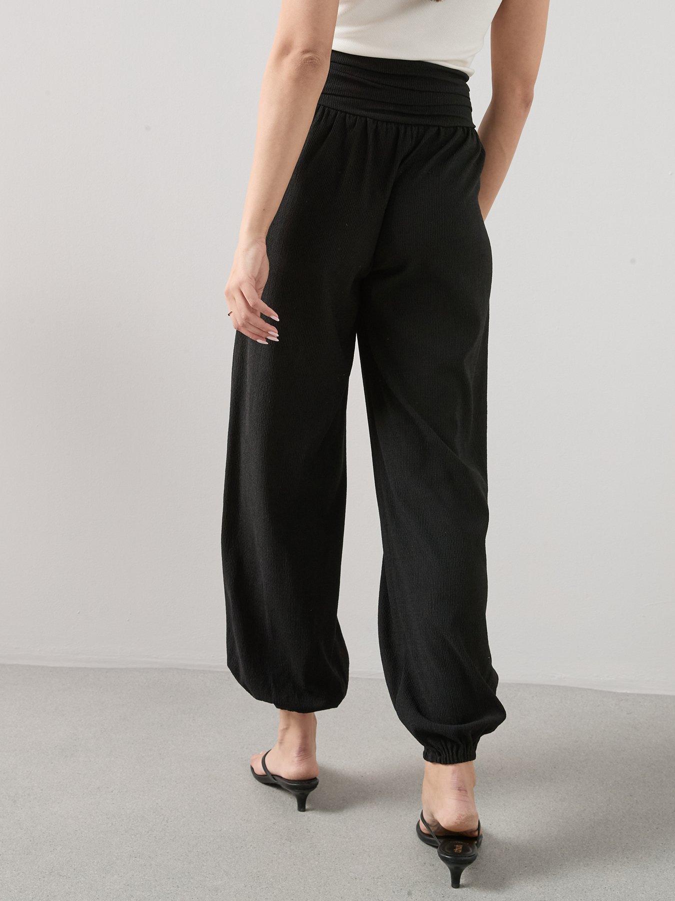 Image 2 of 6 of The Very Collection Crinkle Haram Trouser - Black