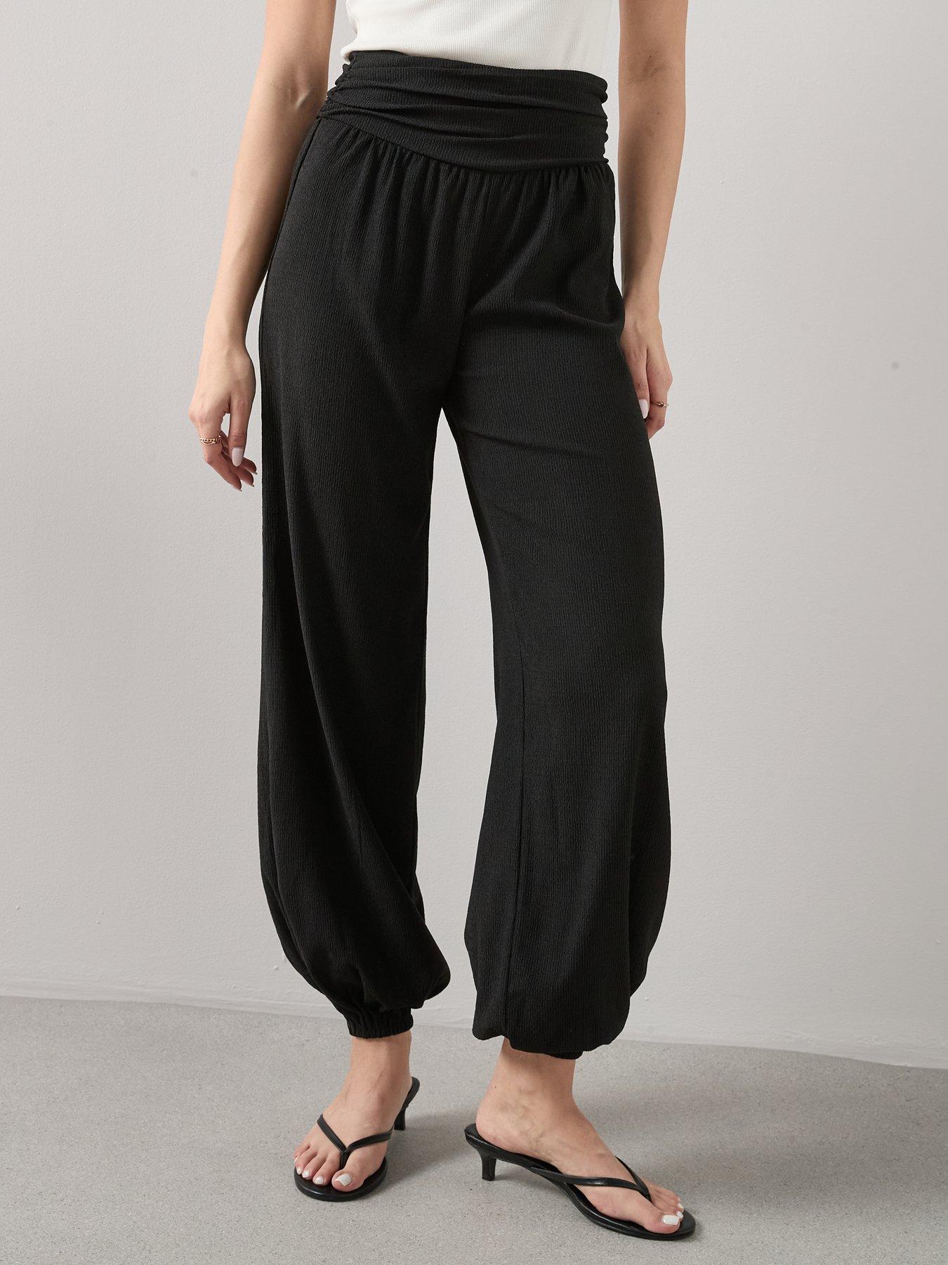 Image 4 of 6 of The Very Collection Crinkle Haram Trouser - Black