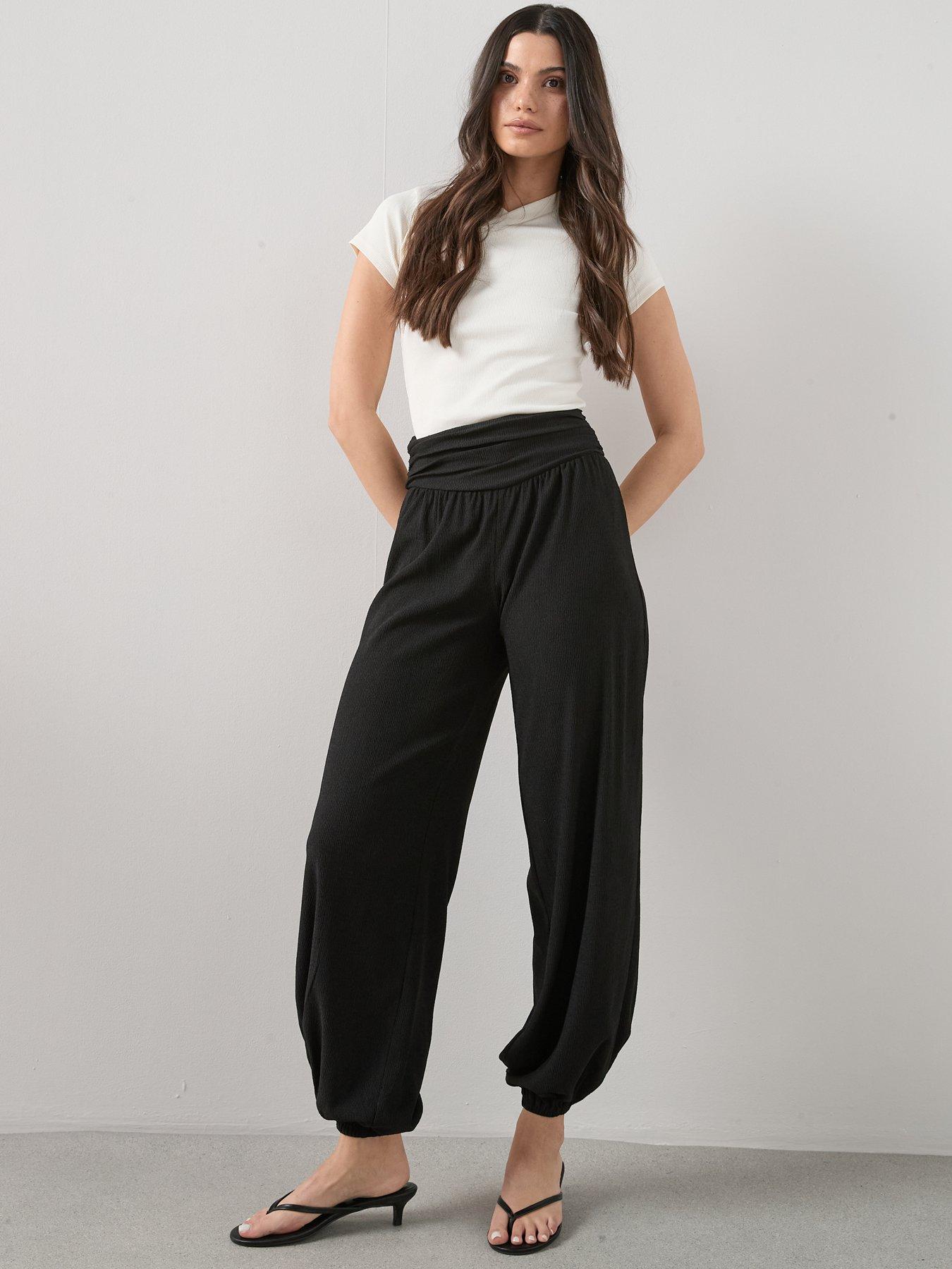 Image 6 of 6 of The Very Collection Crinkle Haram Trouser - Black