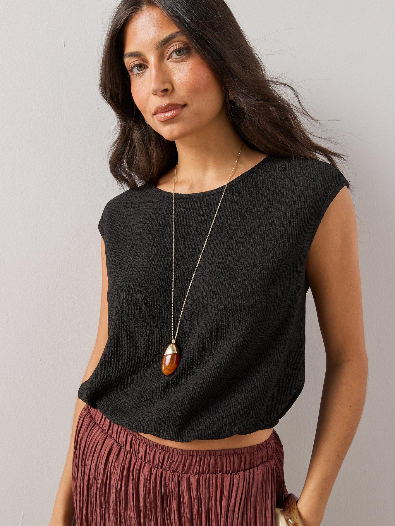 The Very Collection Textured Stretch Drawcord Waist Top