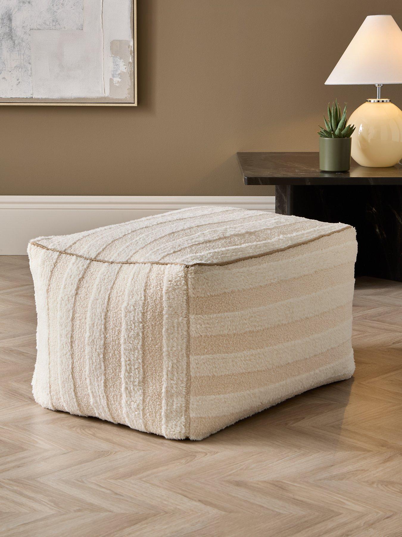 KAIKOO Stripe Boucle Rectangle Stool