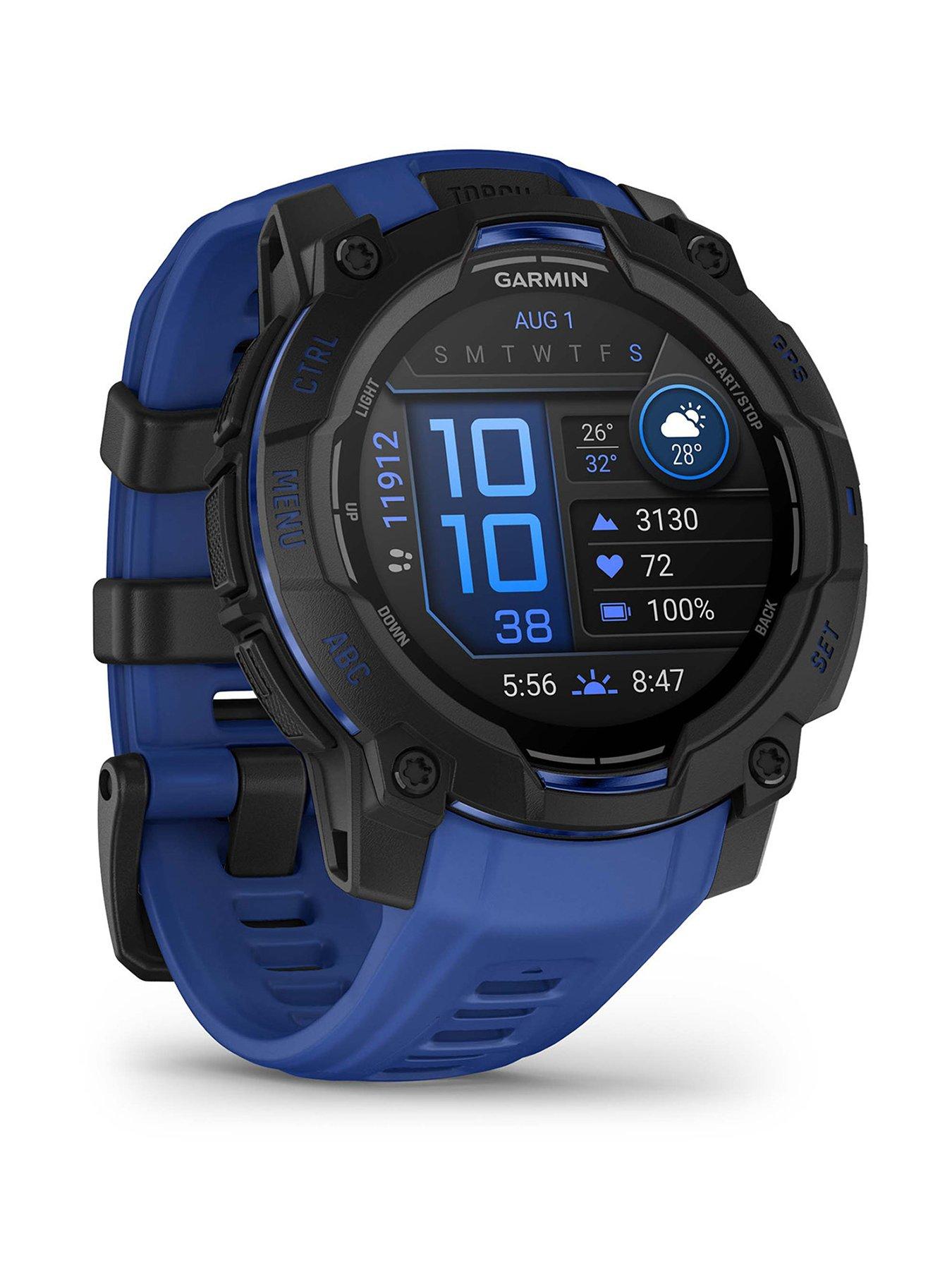 Garmin Instinct 3 45mm Smartwatch - Black with Bolt Blue Band